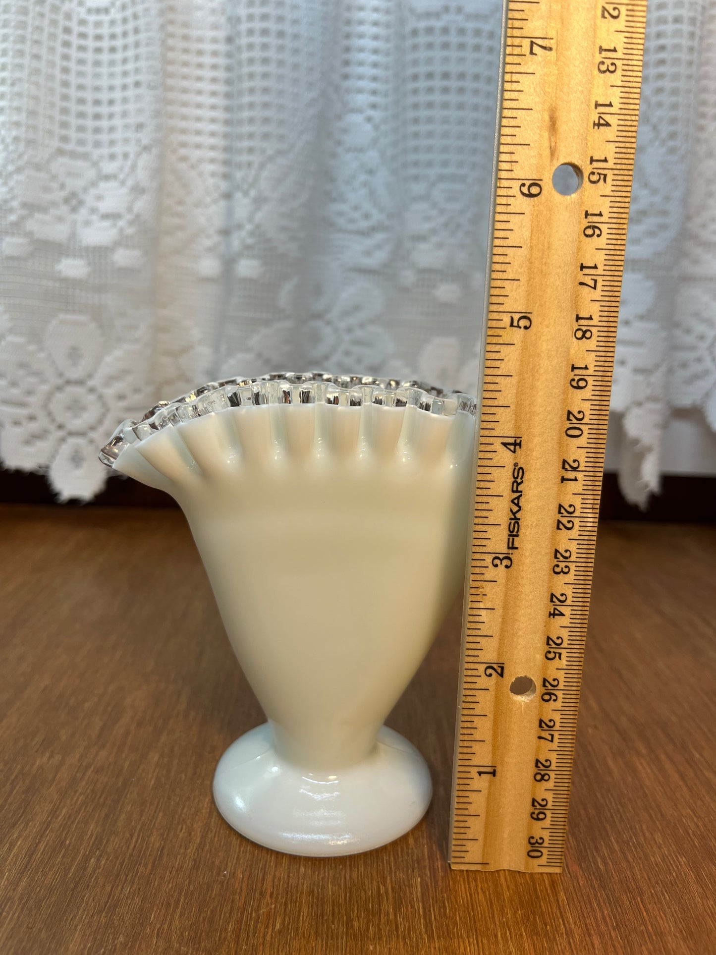 Vintage Silver Crest Fenton Fan Decorative Vase