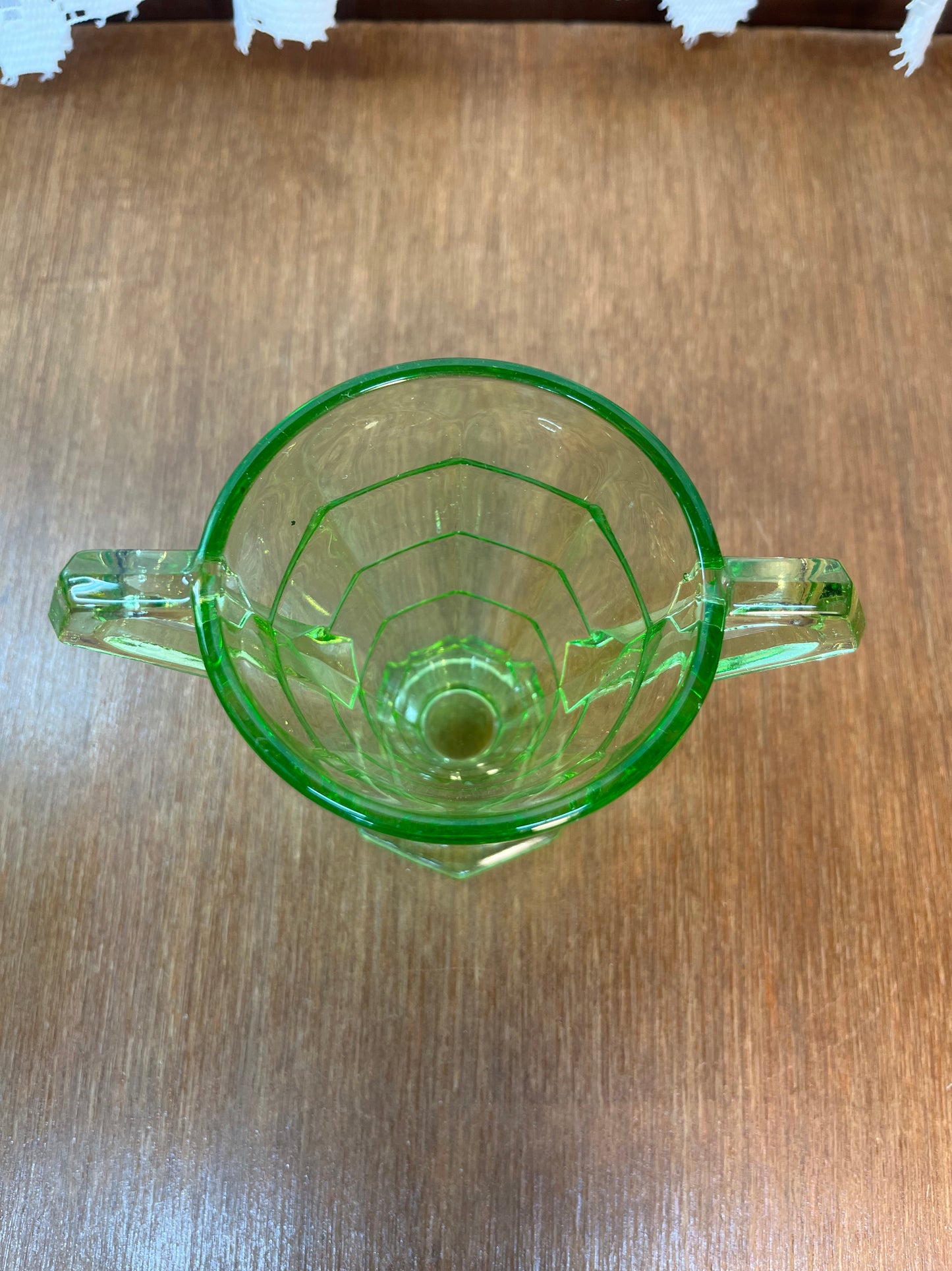 Vintage Uranium Indiana Glass Tea Room Cream And Sugar Set
