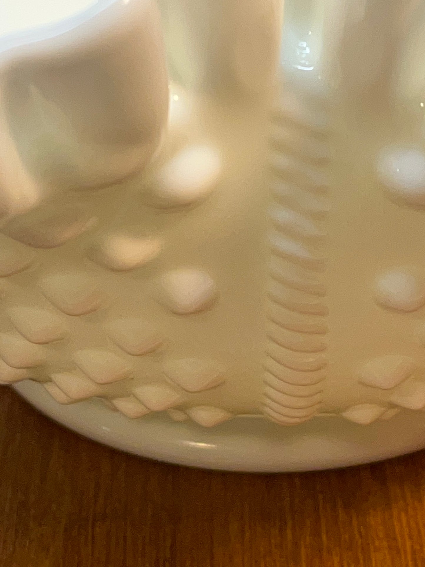 Vintage Milk Glass Fenton Hobnail Basket