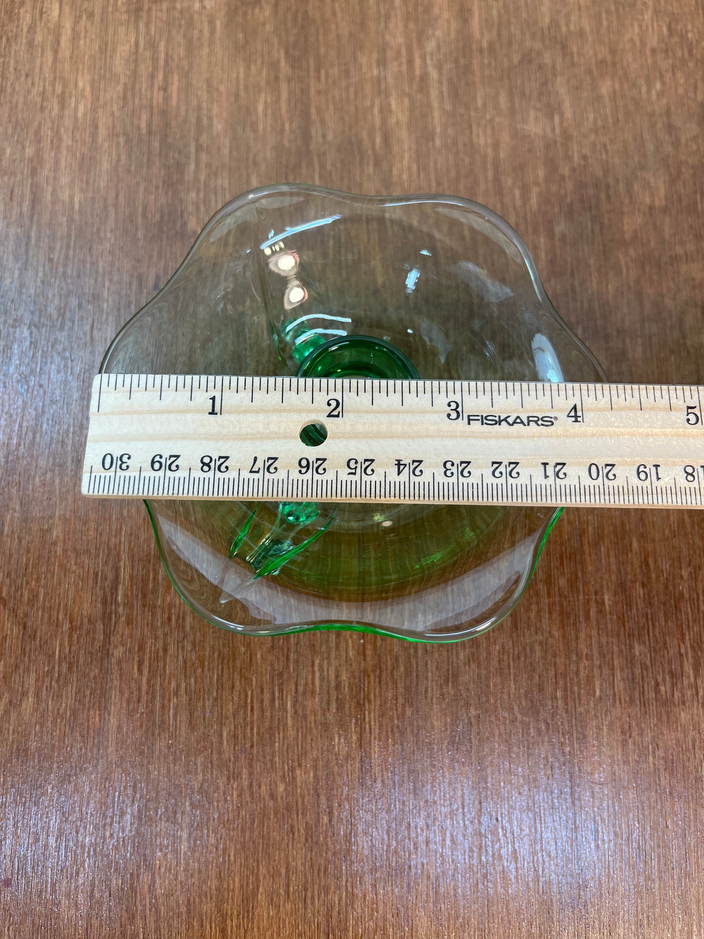 Vintage Set Of Uranium Glass Lotus Candle Holders