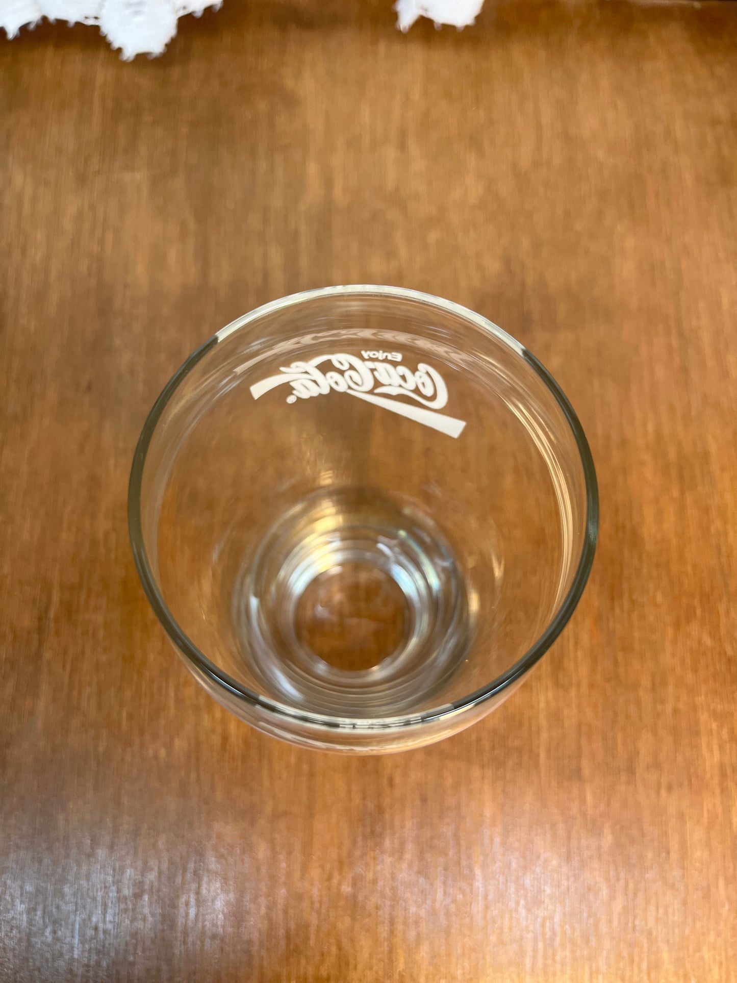 Clear Vintage White Logo Coca Cola Glass