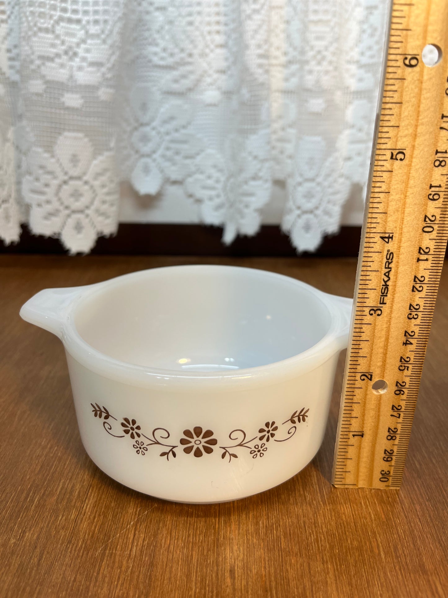 Vintage Milk Glass Brown Daisy Dynaware Small Dish