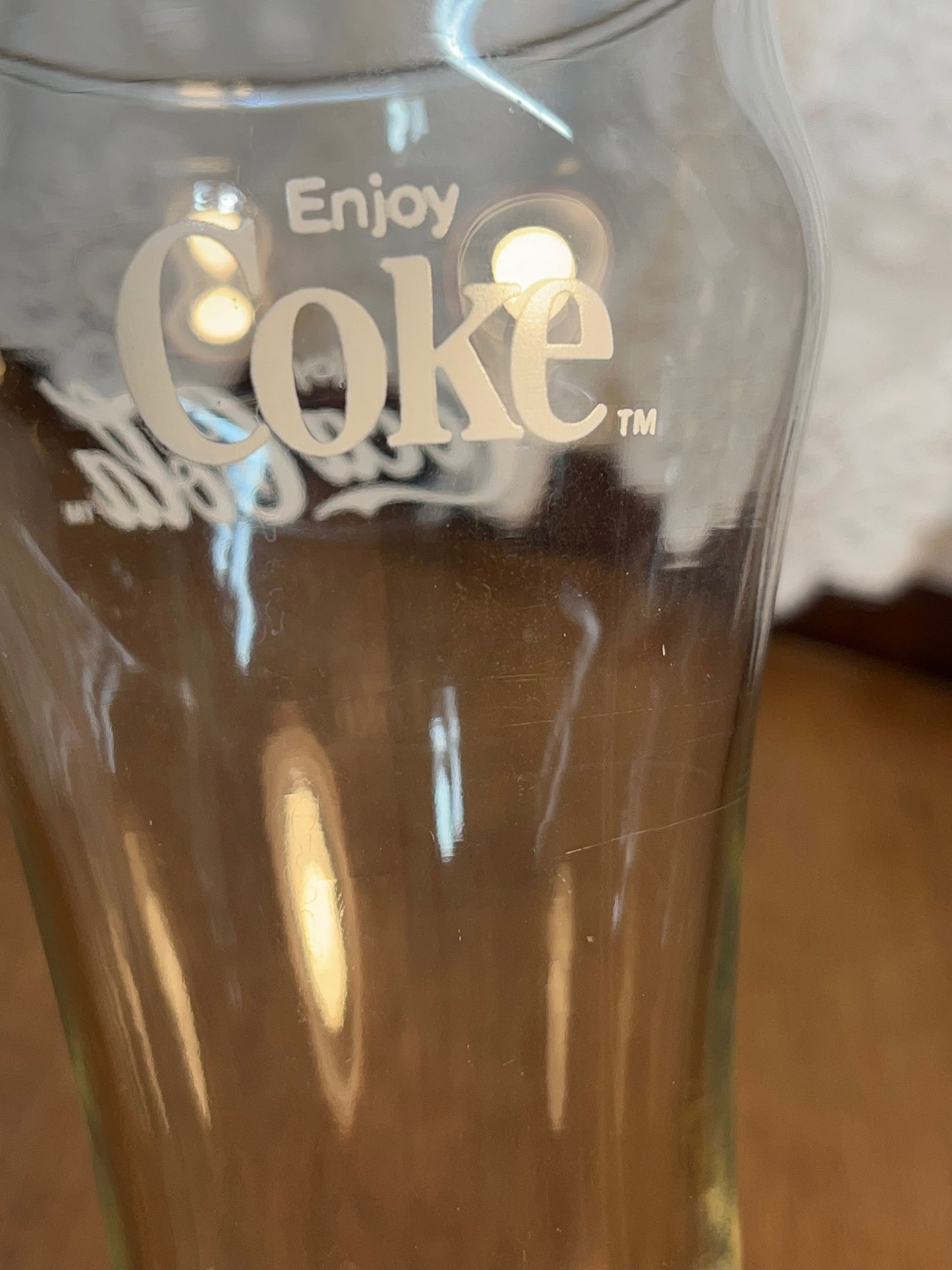 Clear Vintage White Logo Coca Cola Glass
