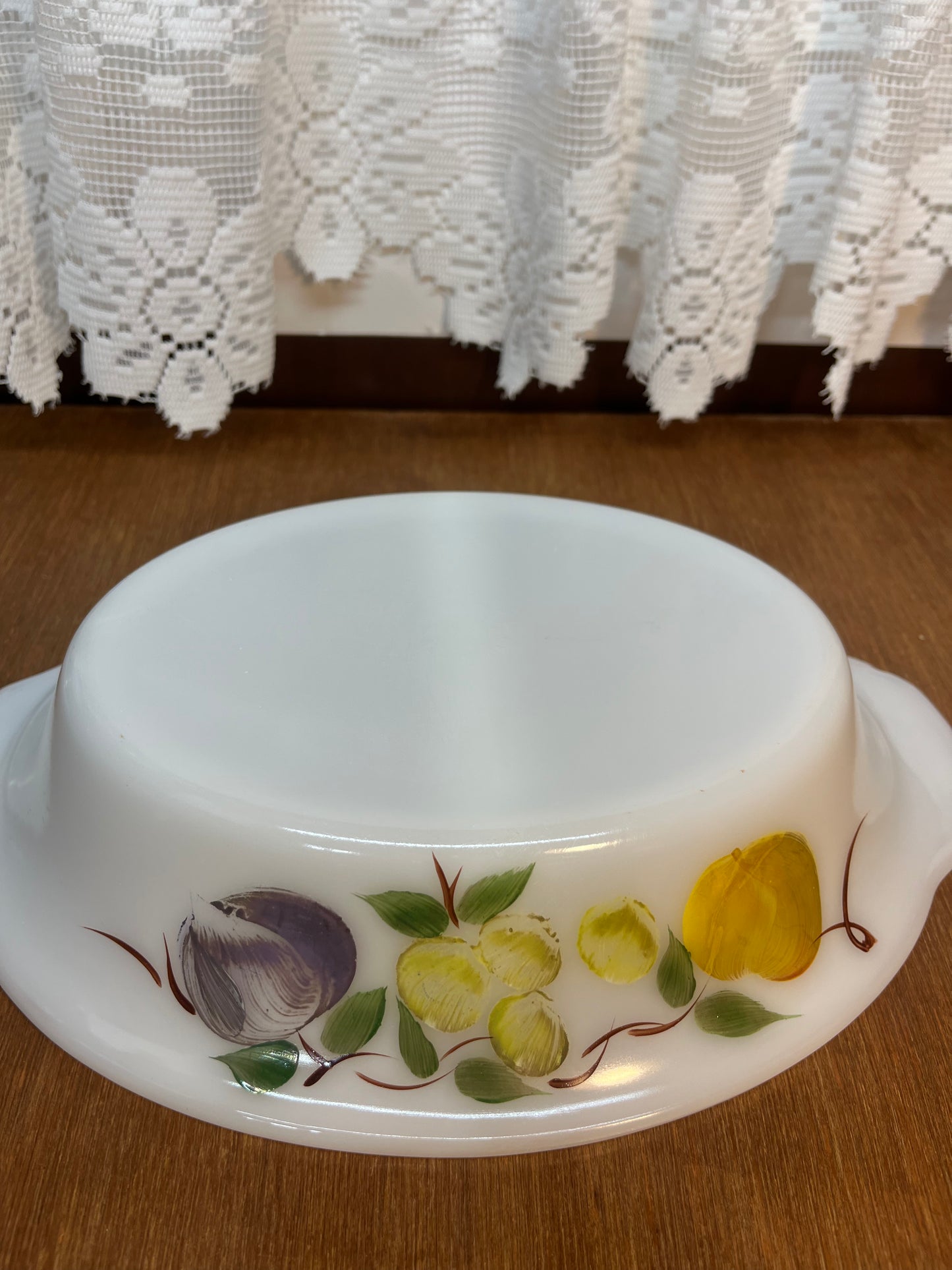 Vintage Milk Glass Fire King Peach & Grape 468 Divided Dish