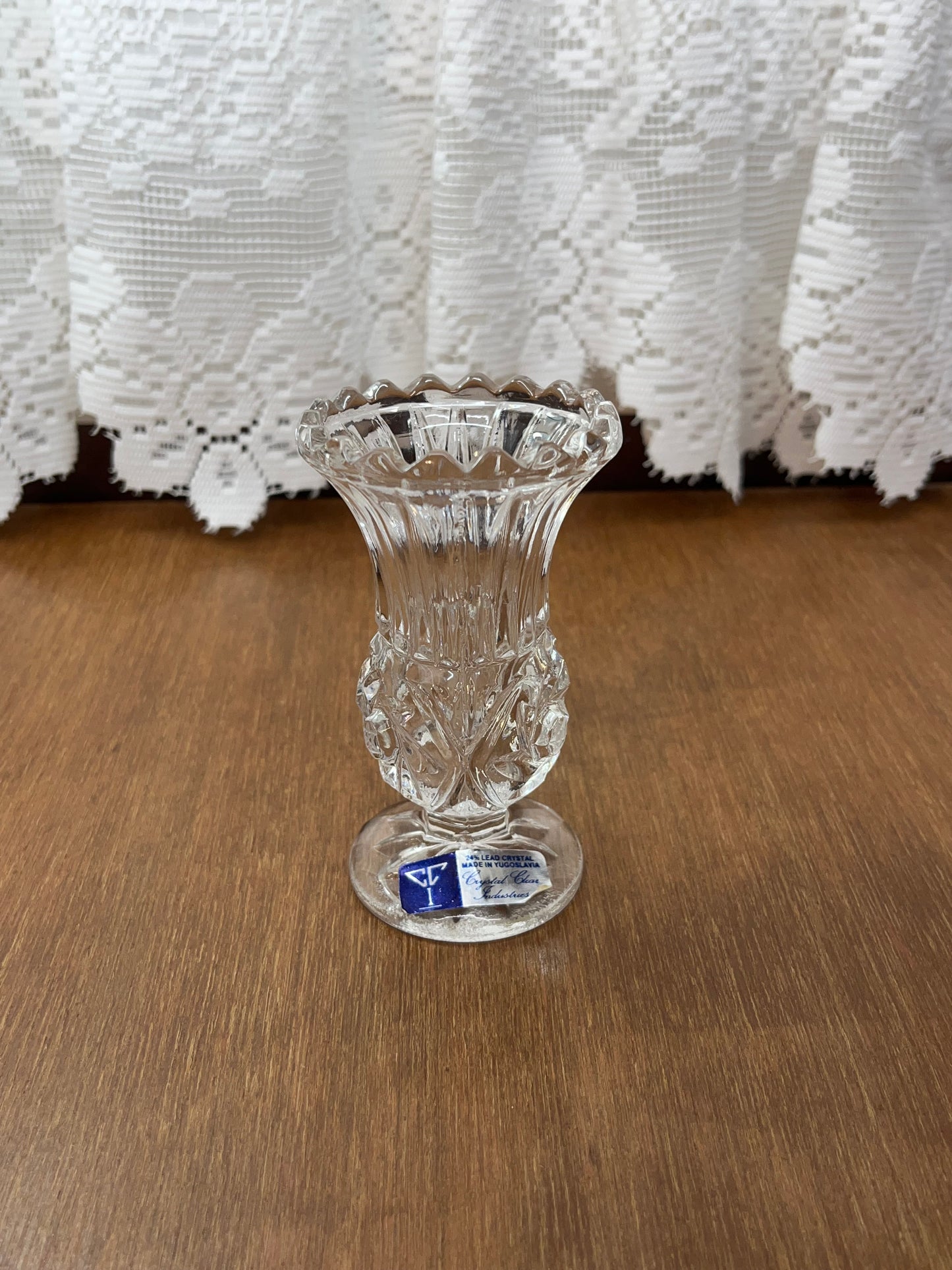 Vintage Crystal Clear 24% Lead Crystal Mini Vase