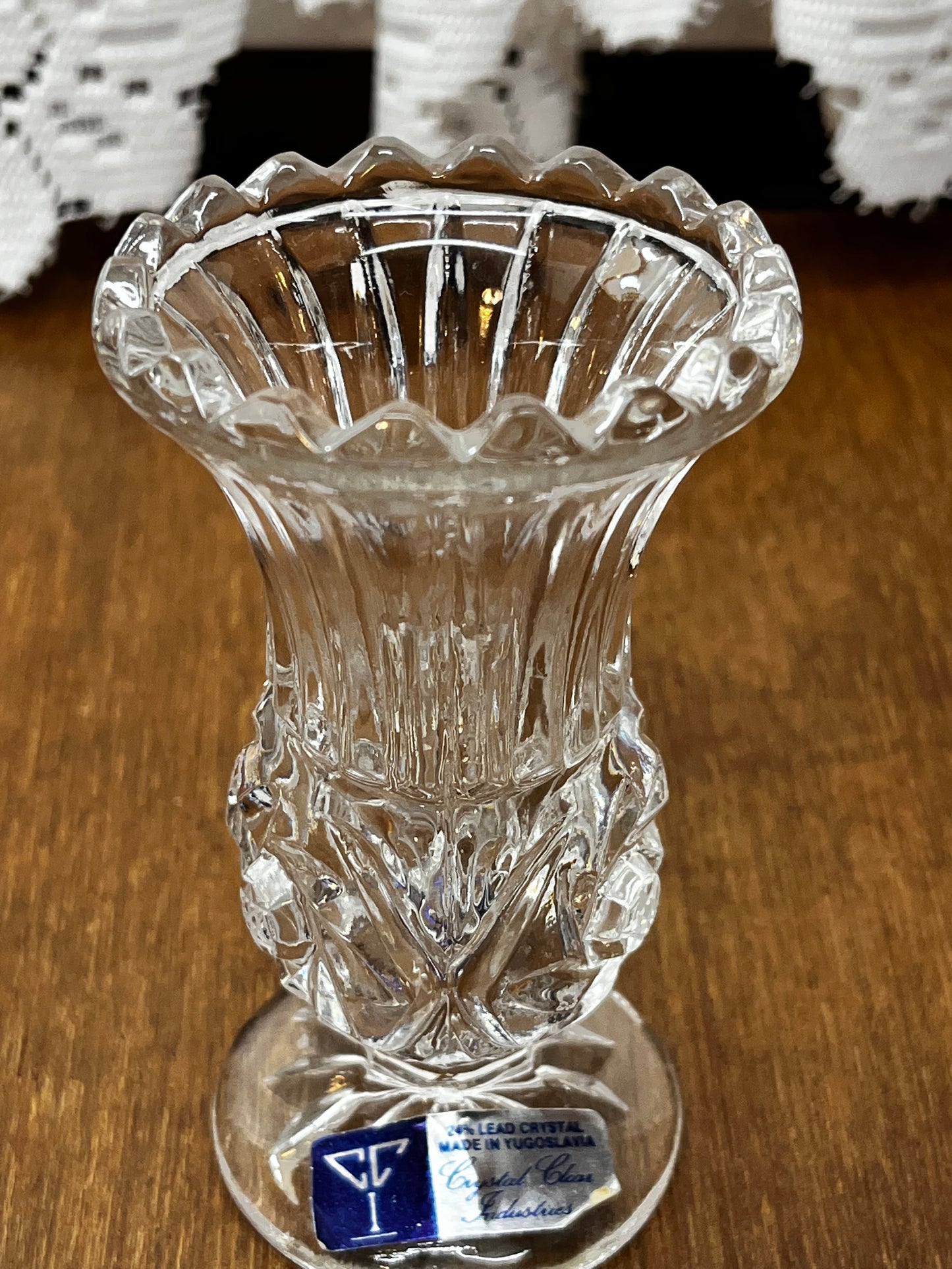 Vintage Crystal Clear 24% Lead Crystal Mini Vase