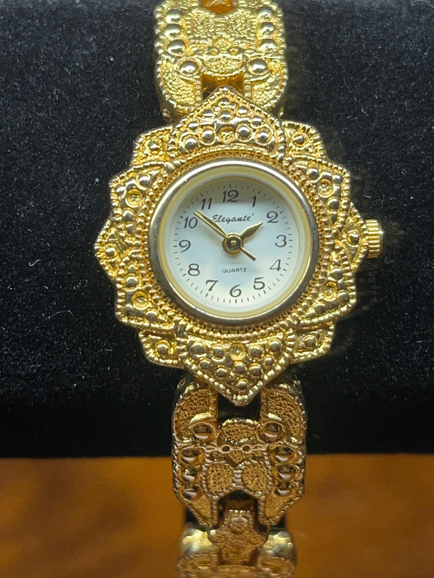 Beautiful Vintage Lotus Design Gold Plated Watch