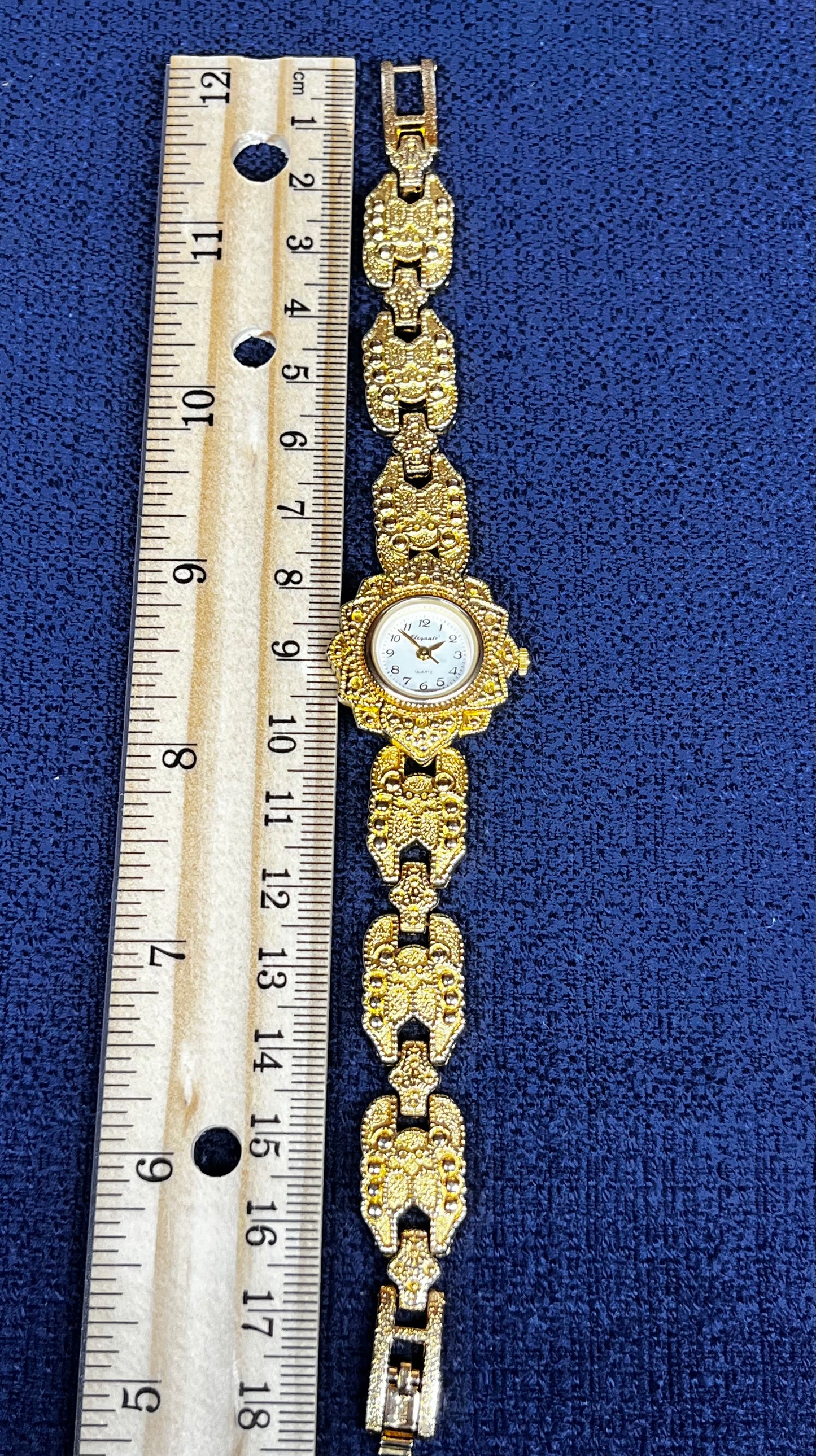 Beautiful Vintage Lotus Design Gold Plated Watch