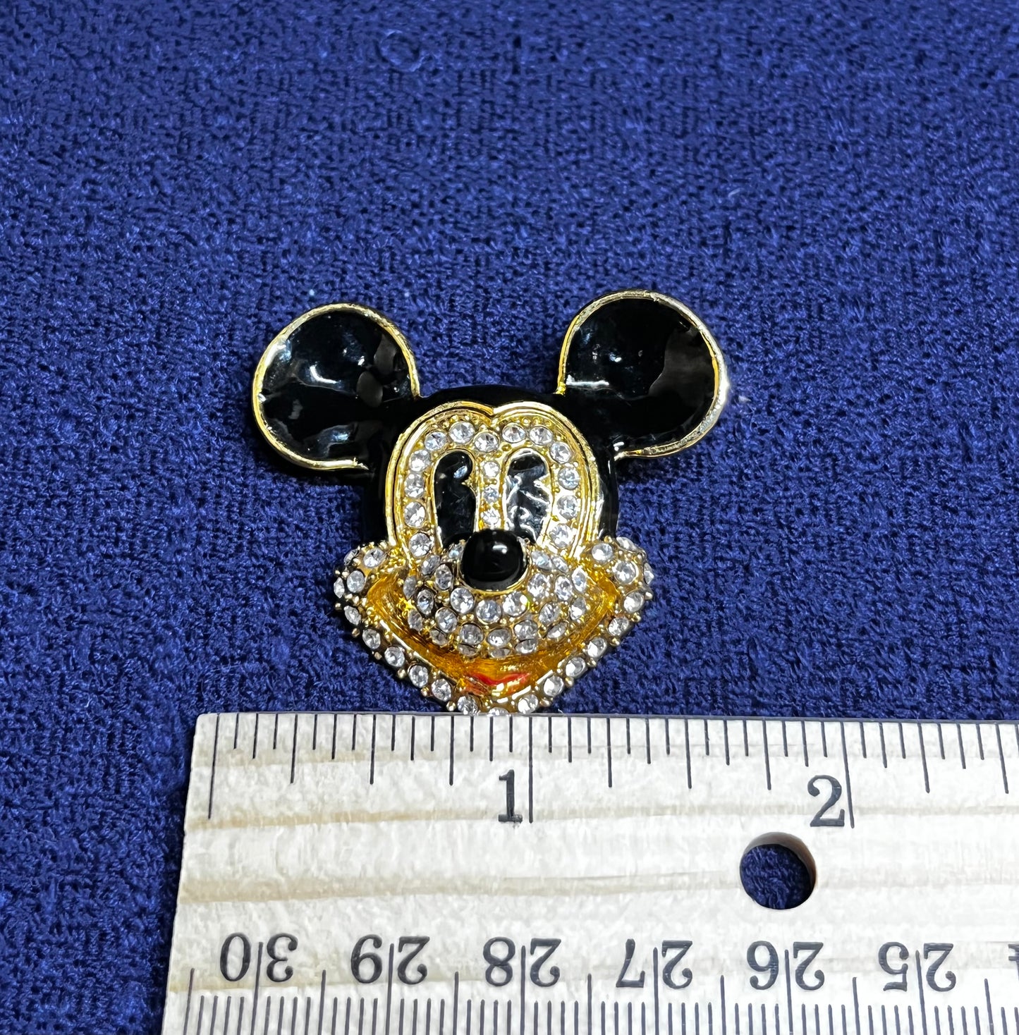 Large Mickey Mouse Enamel and Rhinestones Pin