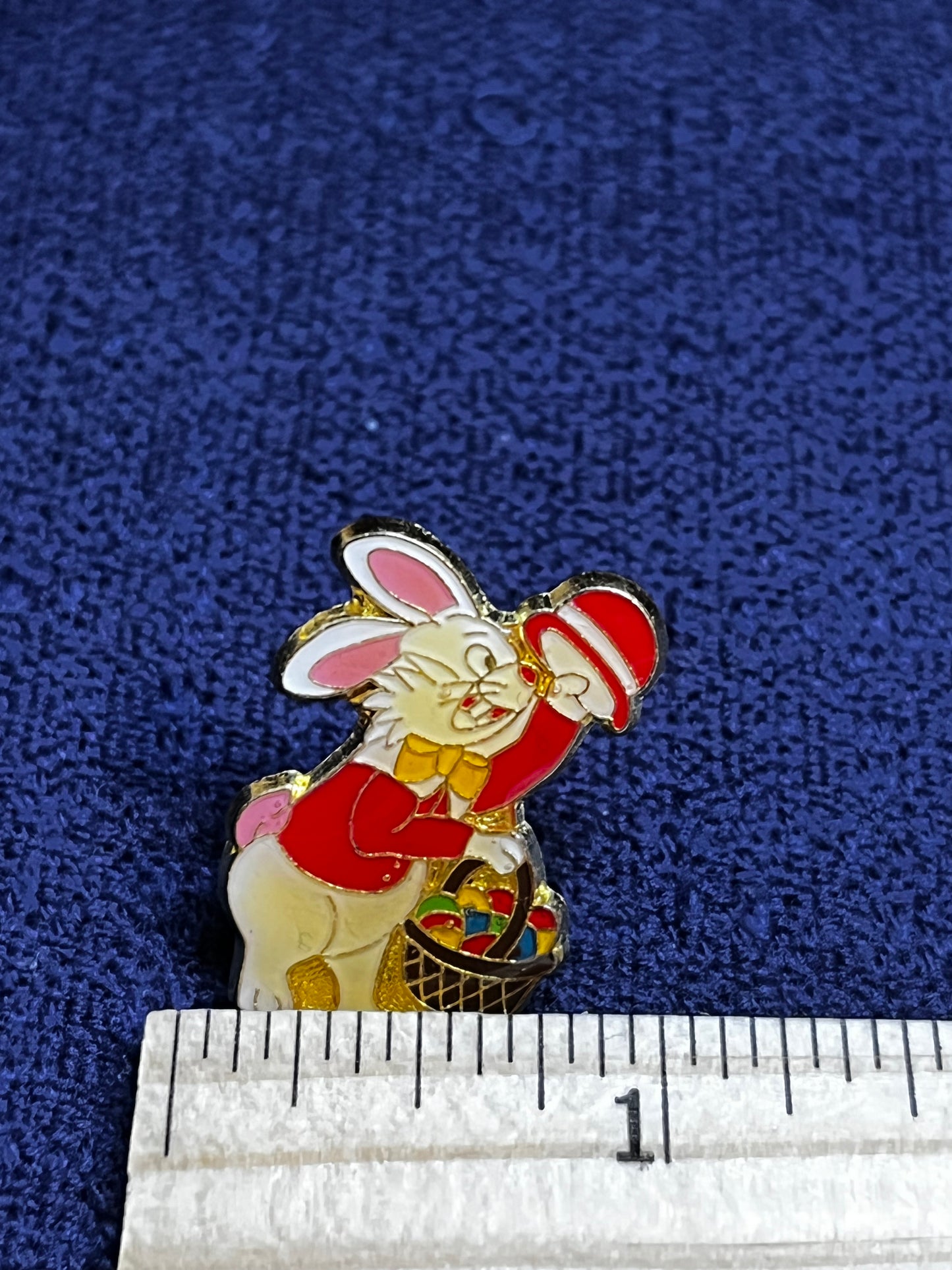 Vintage Enamel Easter Bunny Cartoon Pin