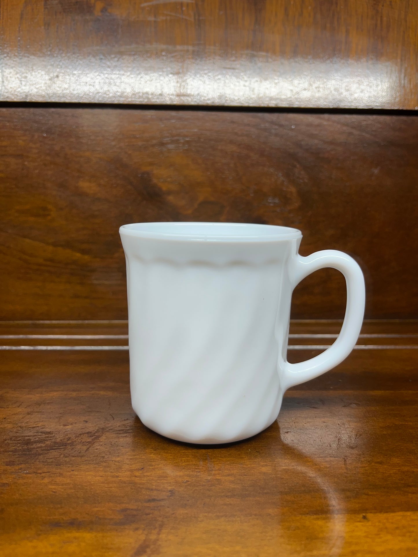 Vintage Arcopal France Milk Glass Spiral Mug