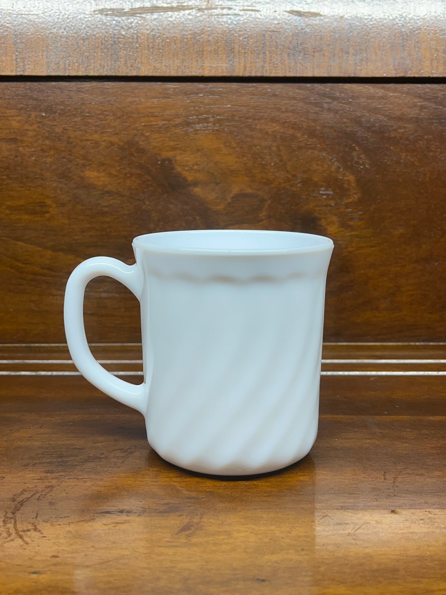 Vintage Arcopal France Milk Glass Spiral Mug