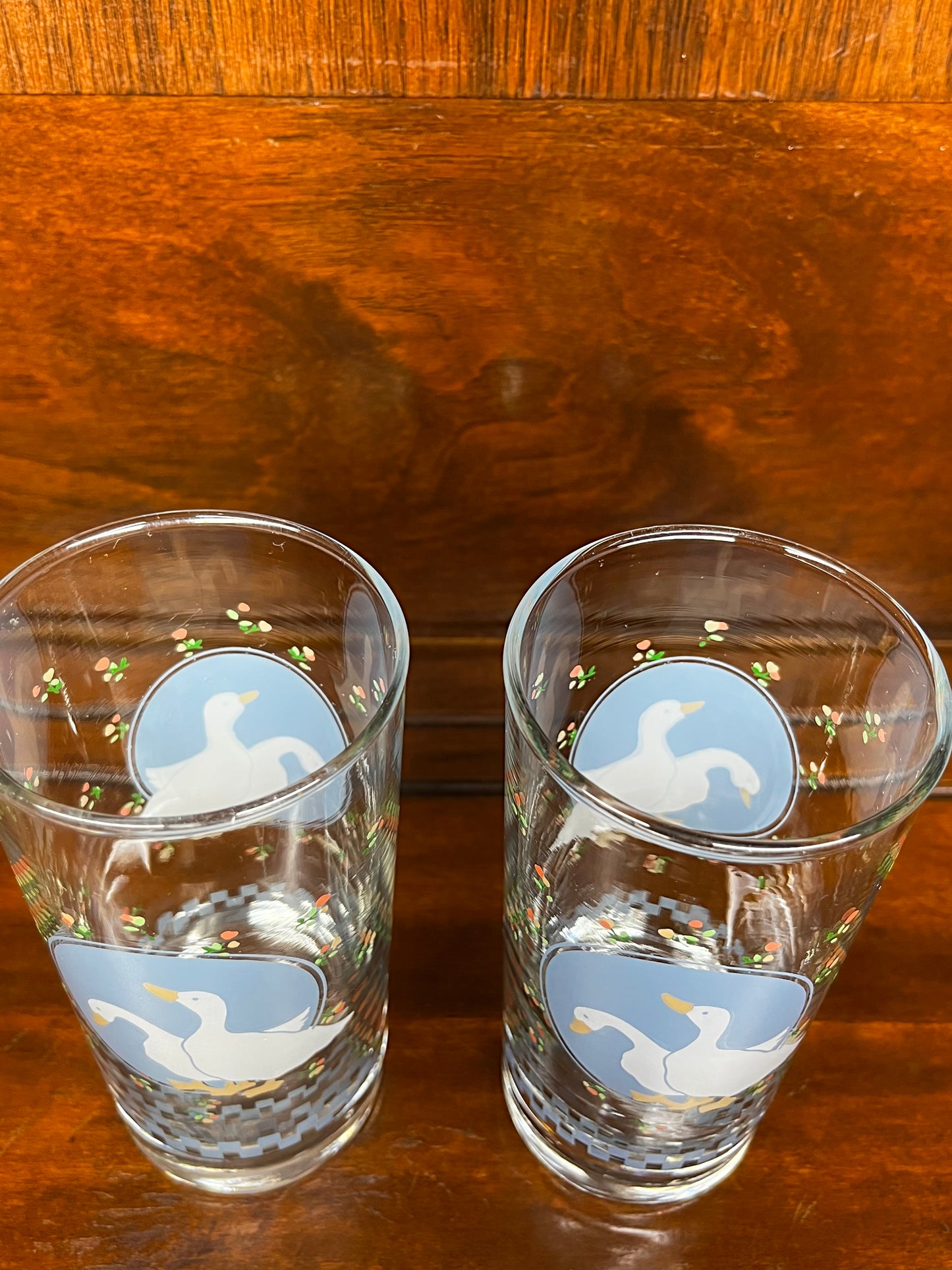 Vintage Country Blue Geese Drinking Glasses