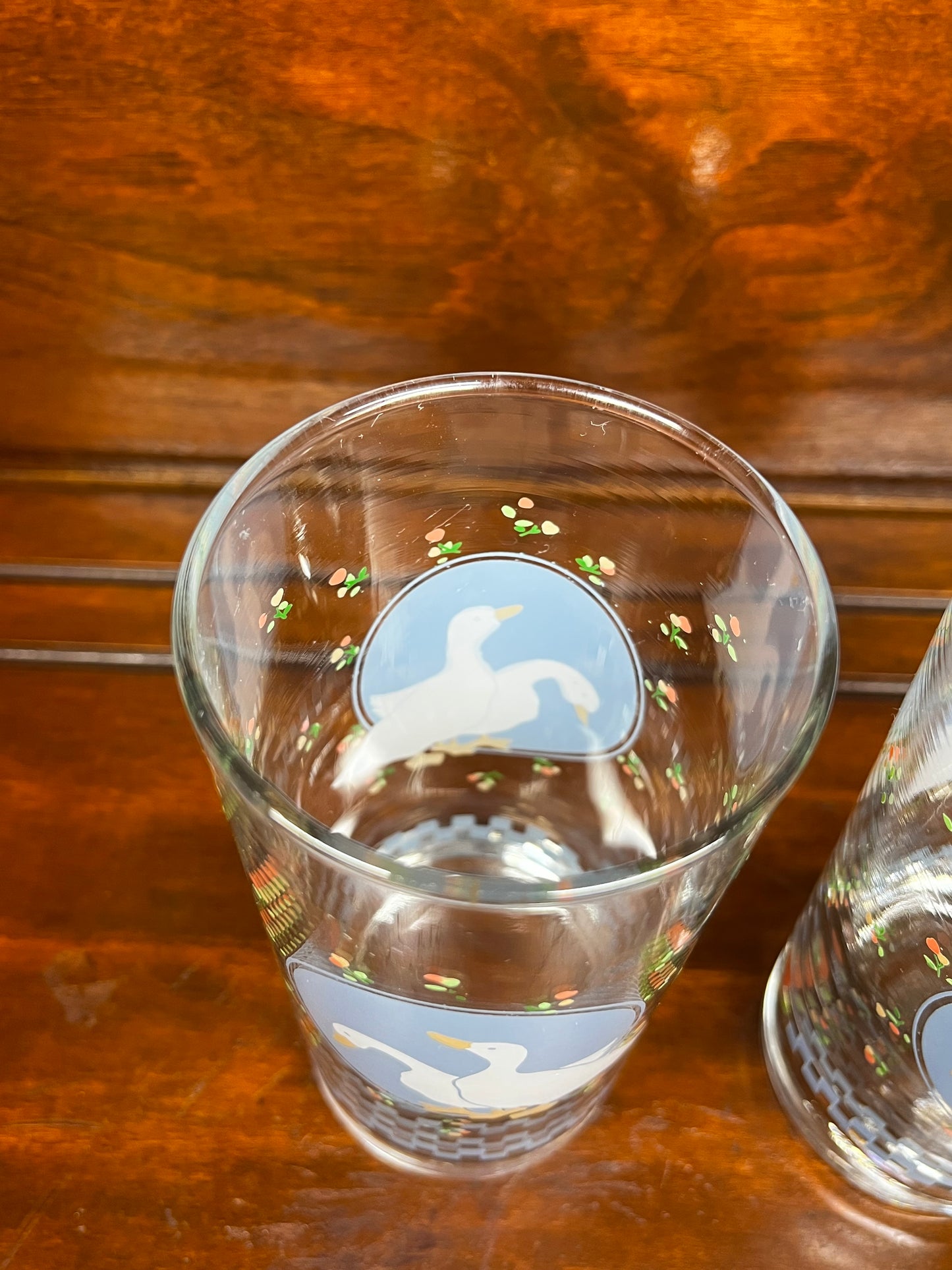 Vintage Country Blue Geese Drinking Glasses