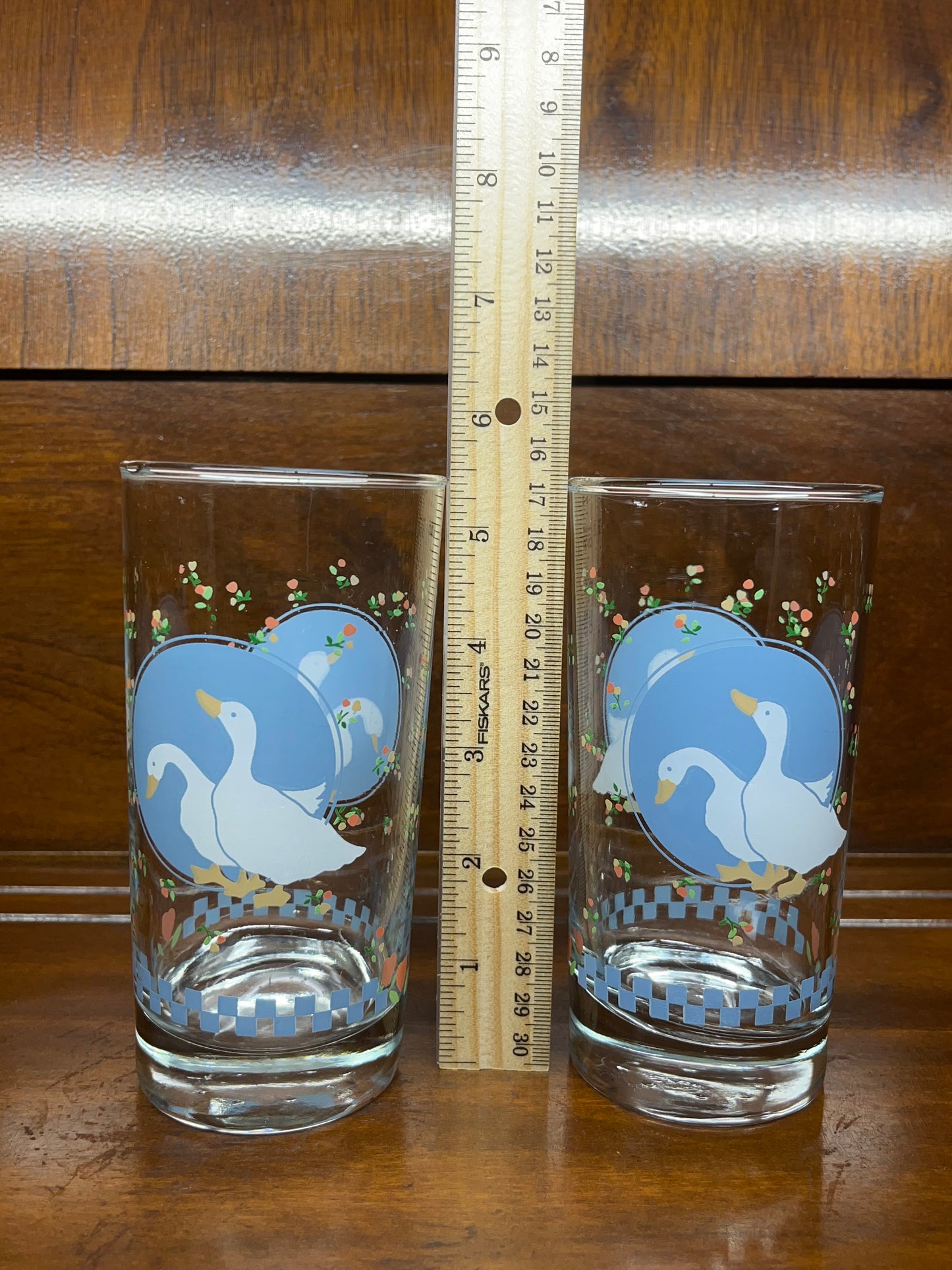 Vintage Country Blue Geese Drinking Glasses