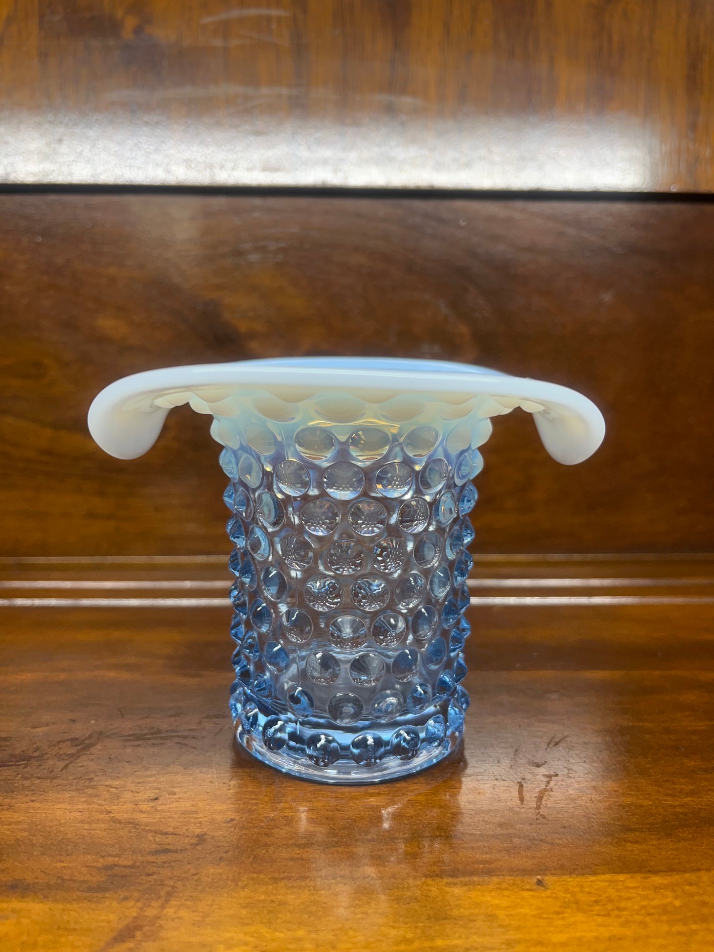 Vintage Opalescent Hobnail Art Glass Top Hat