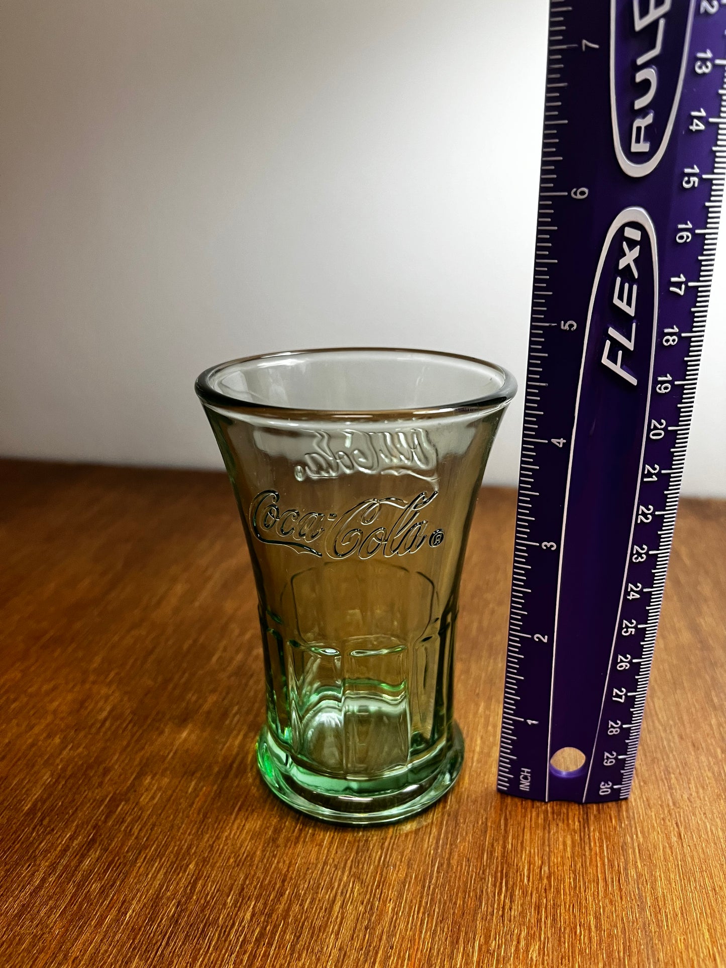 Miniature Libbey Aqua green Fluted Coca Cola Glass Cup
