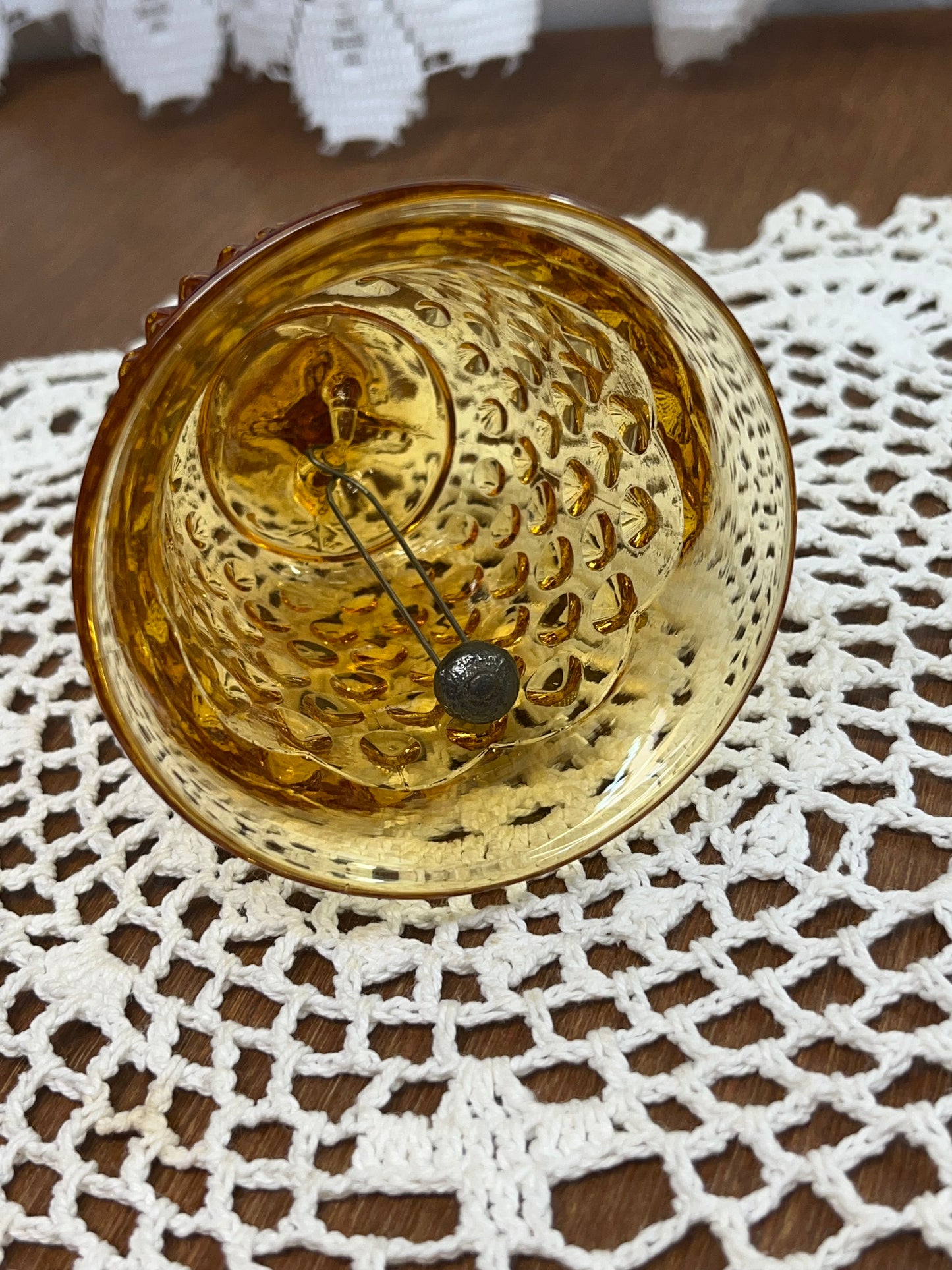 Vintage Fenton Colonial Amber Glass Hobnail Bell
