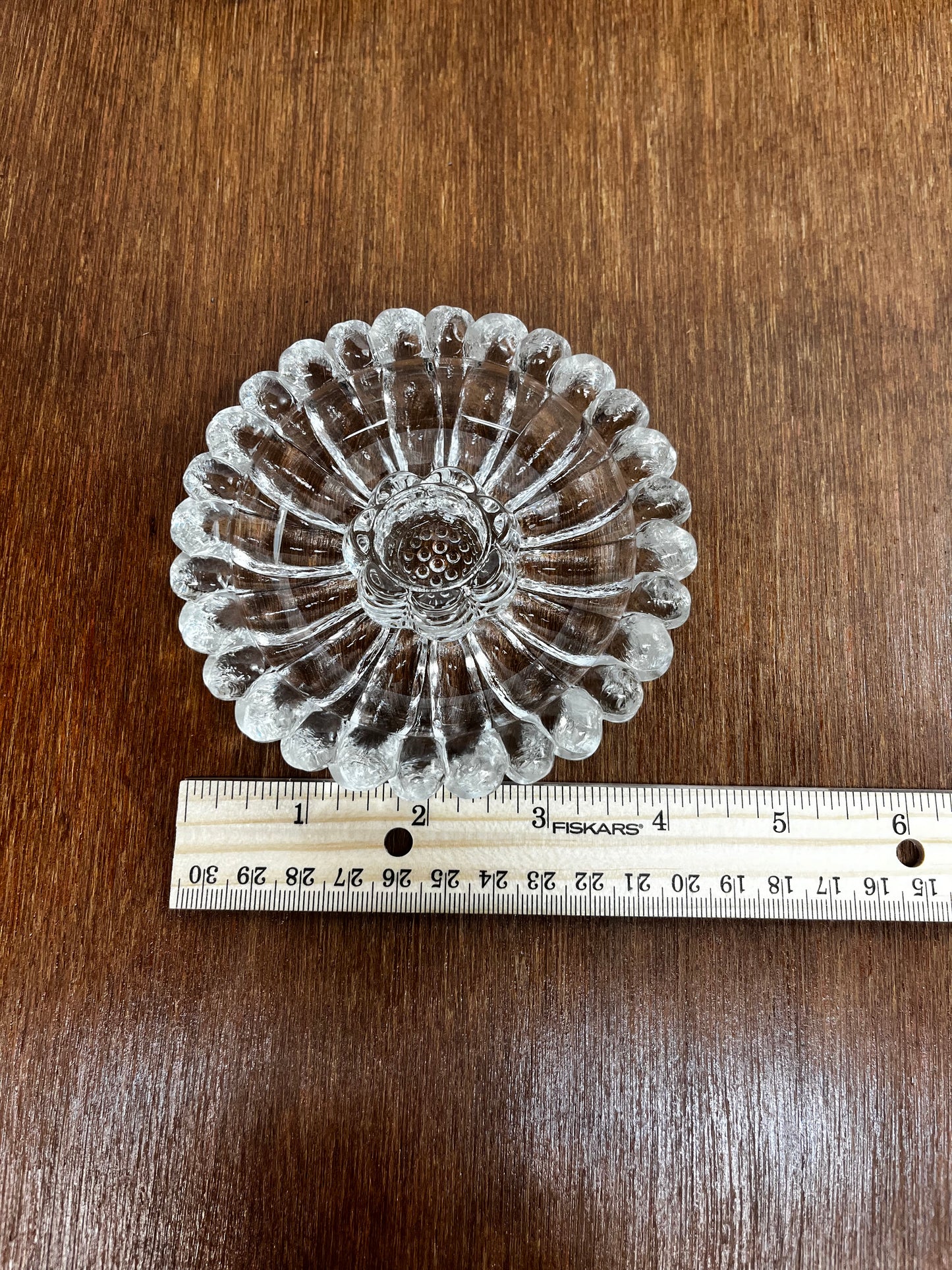 Beautiful Set of Vintage Glass Daisy Candle Holders