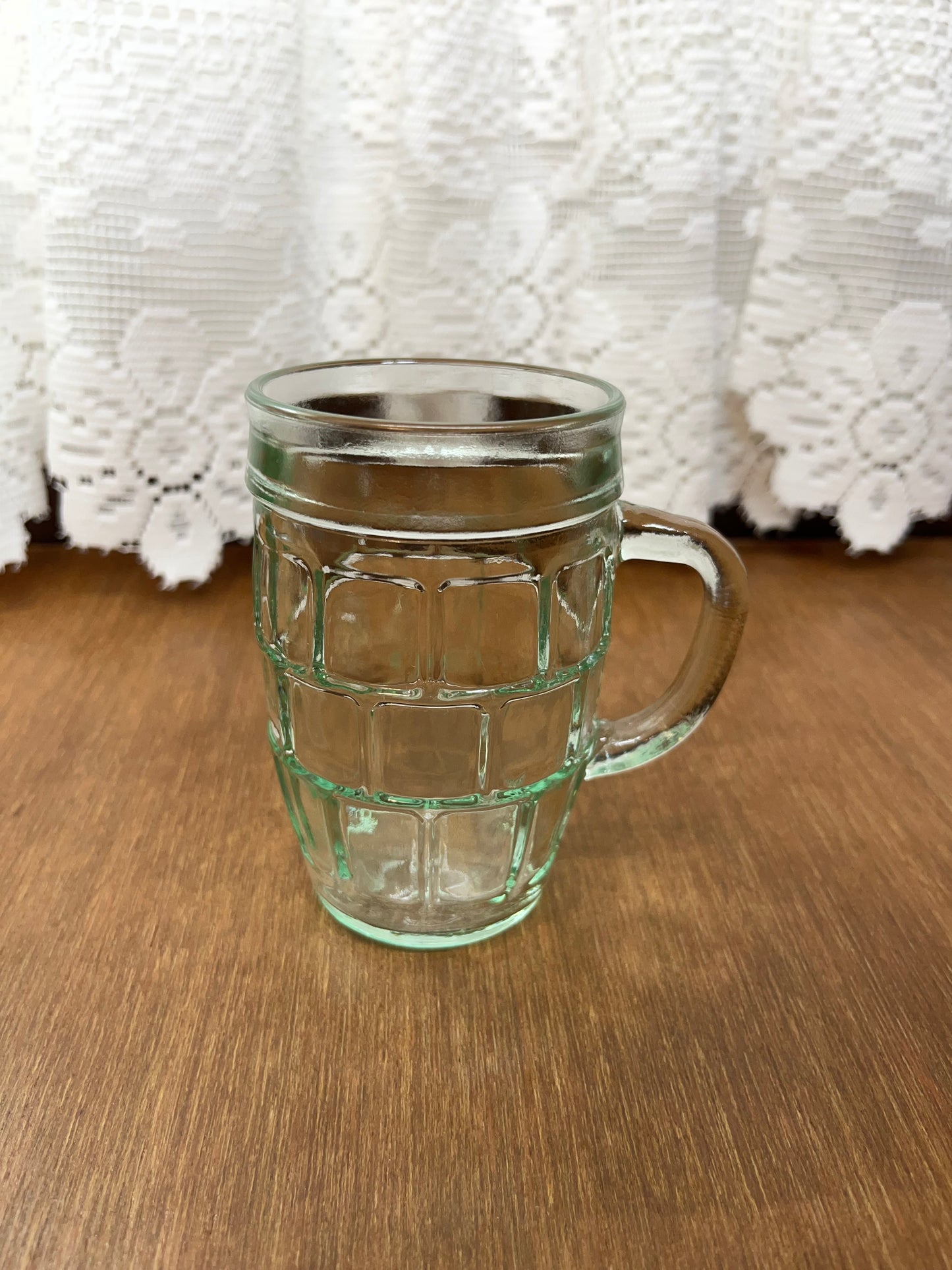 Barrel Shaped Green Glass Coffee Mug