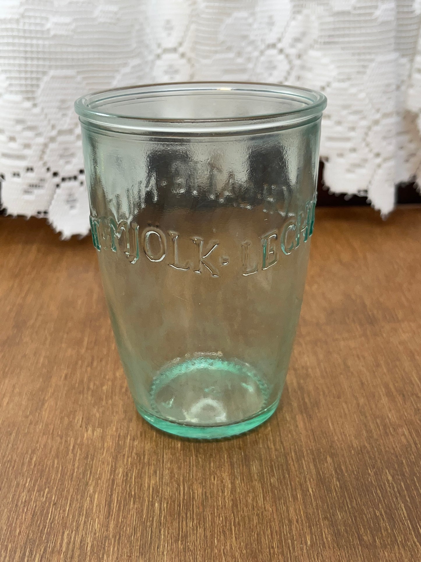 Green Glass Milch Leche Mjolk Lait Embossed Italy