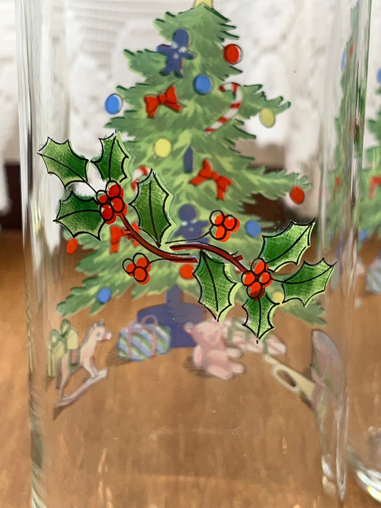 Three Vintage Luminarc Christmas Noel Drinking Glasses