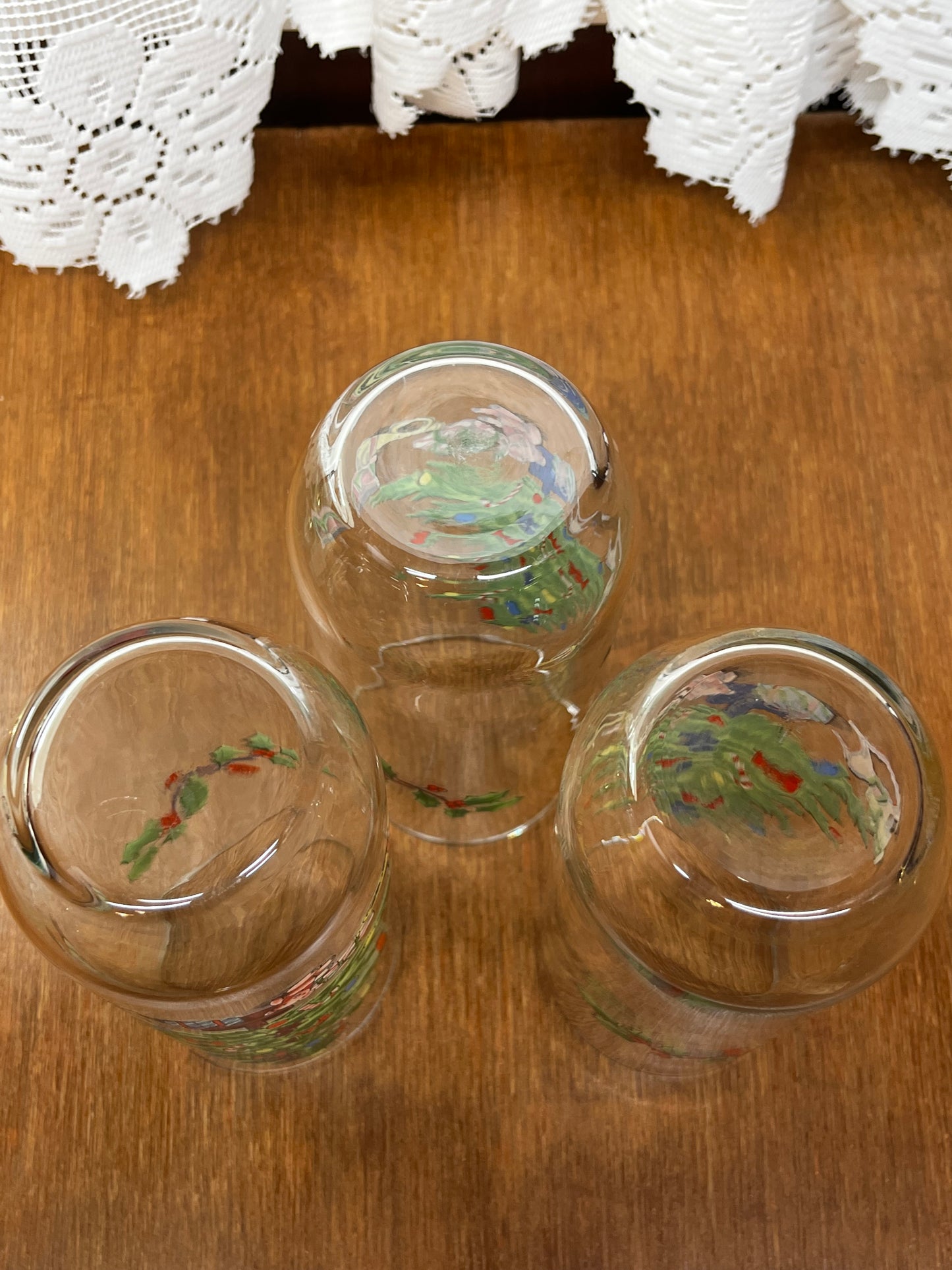 Three Vintage Luminarc Christmas Noel Drinking Glasses