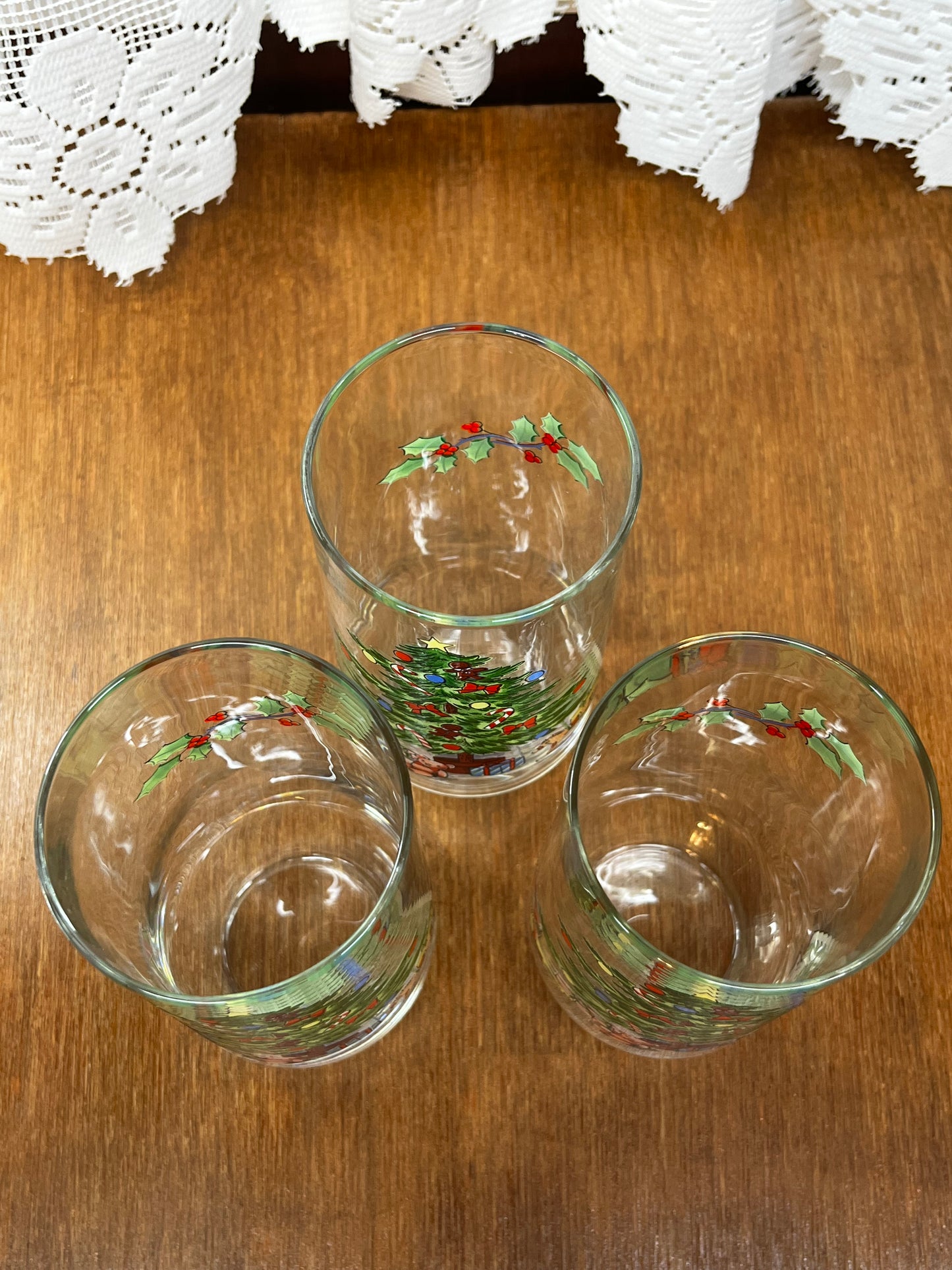 Three Vintage Luminarc Christmas Noel Drinking Glasses