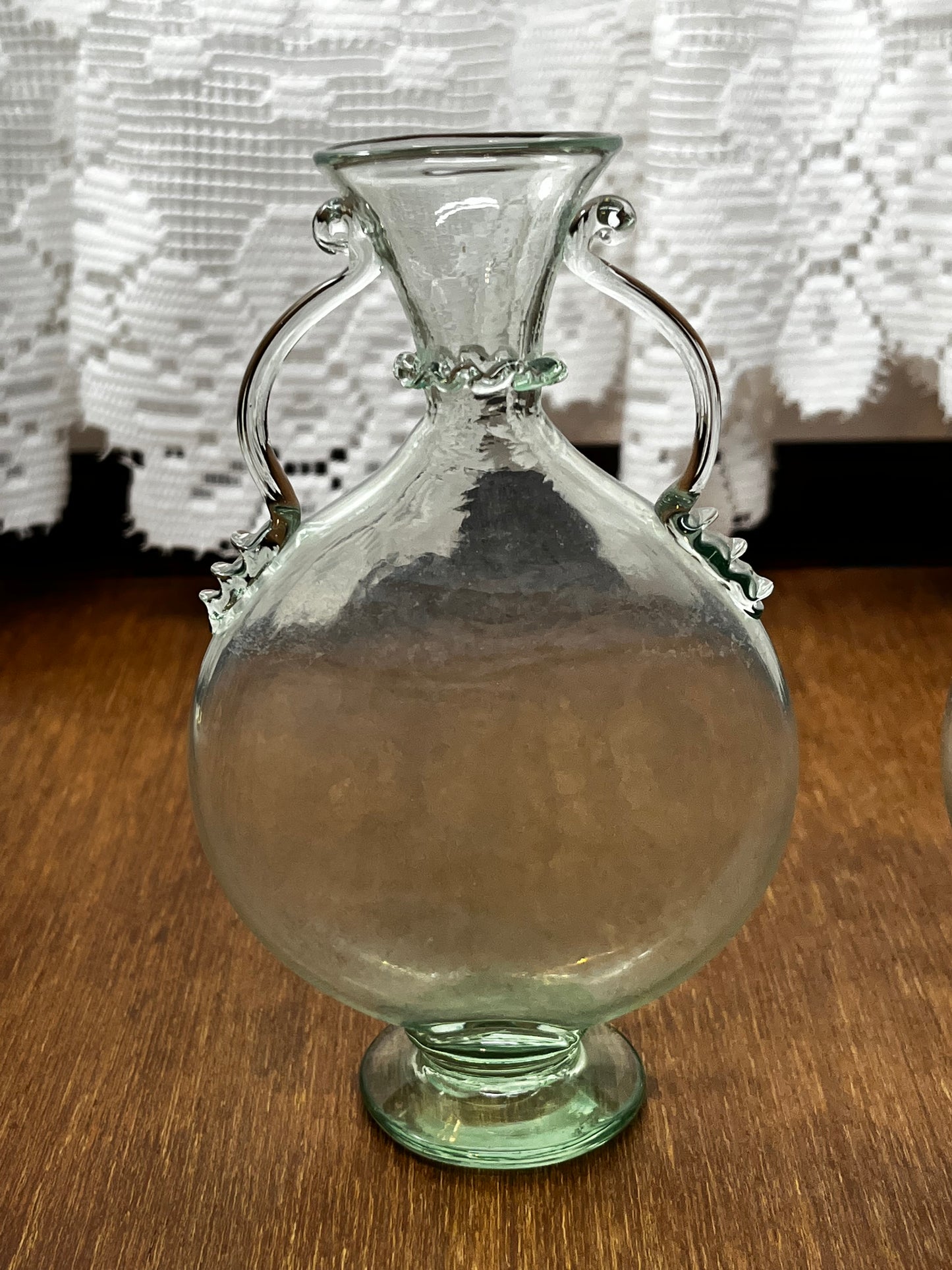 Vintage & Unique Light Green Hand Blown Glass Vases