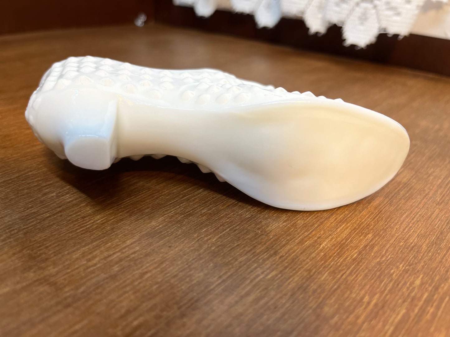 Vintage Milk Glass Hobnail Fenton Art Glass Shoe