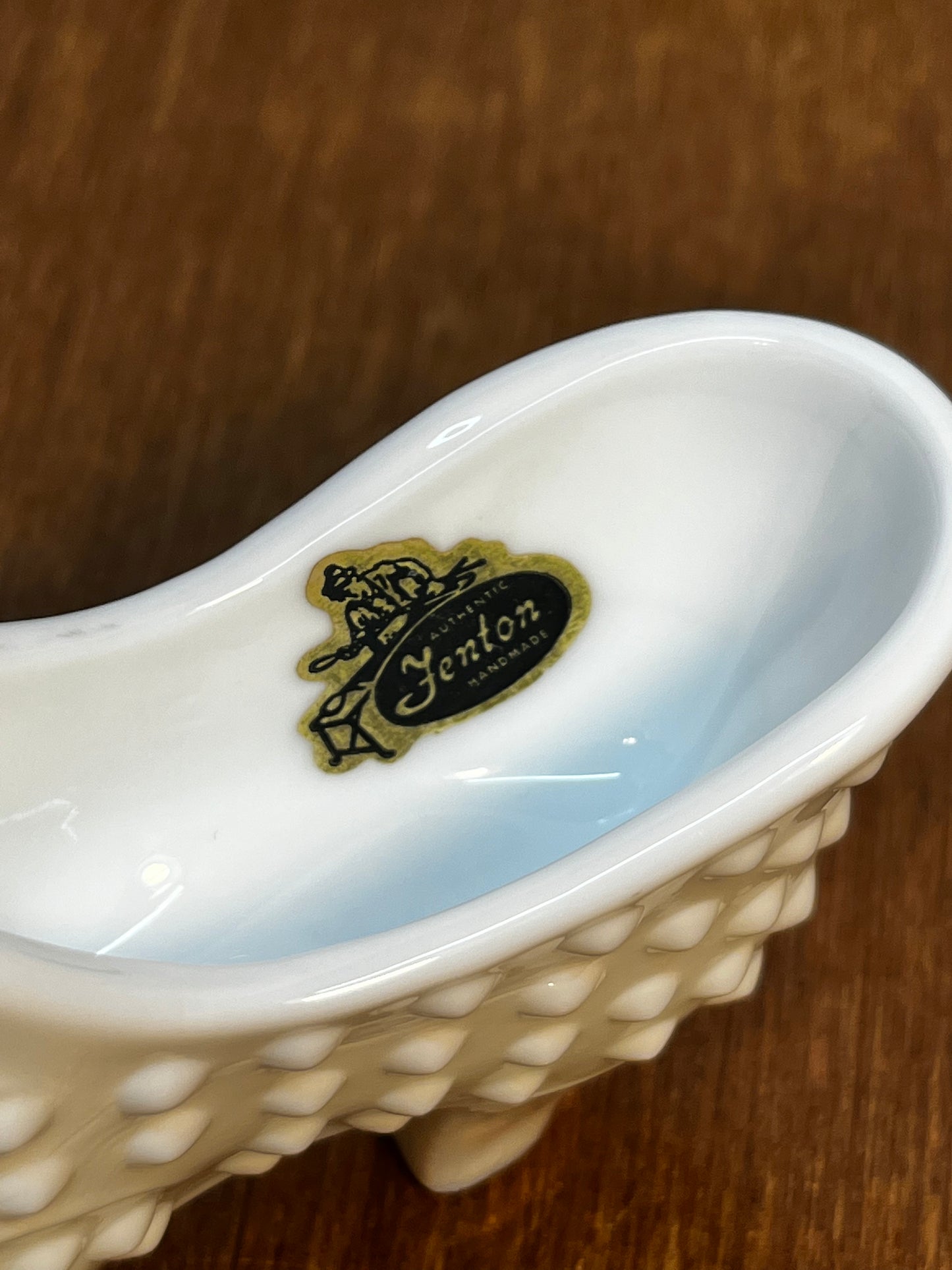 Vintage Milk Glass Hobnail Fenton Art Glass Shoe
