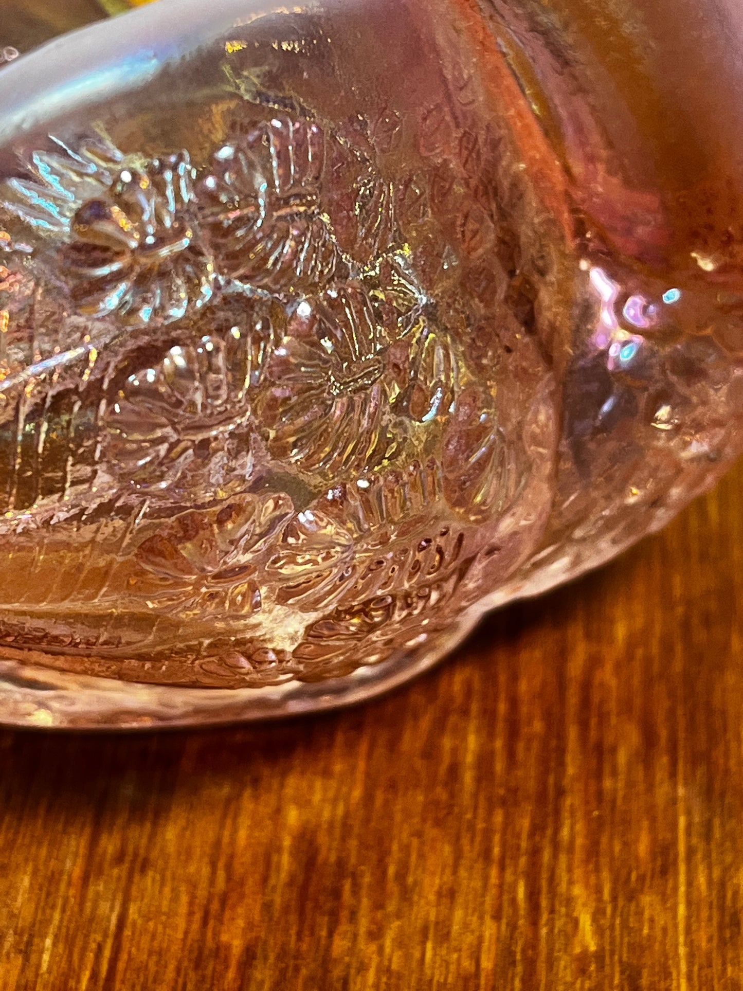 Vintage Pink Carnival Glass Fenton Swan