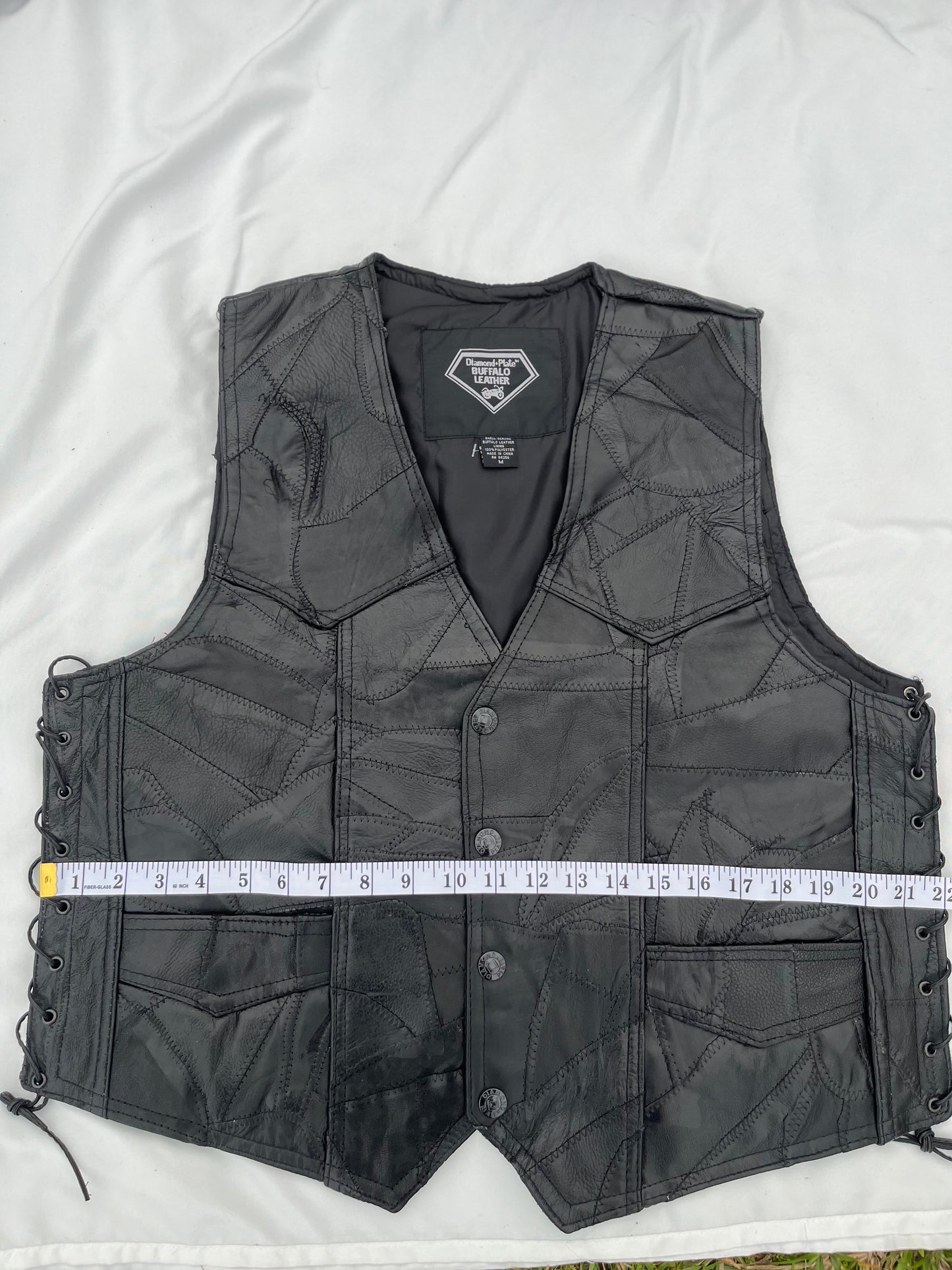 Diamond Plate Buffalo Leather Vest M