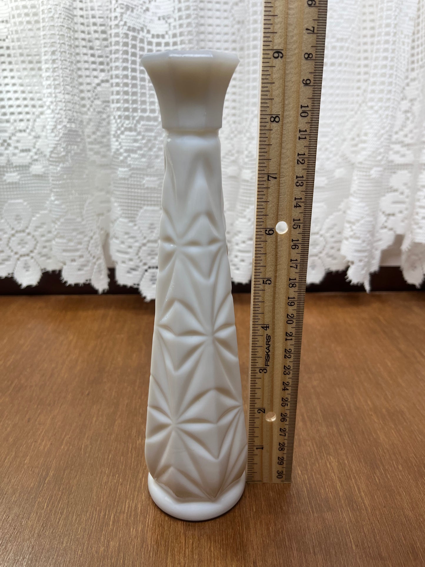 Vintage Milk Glass Star Burst Pattern Bud Vase
