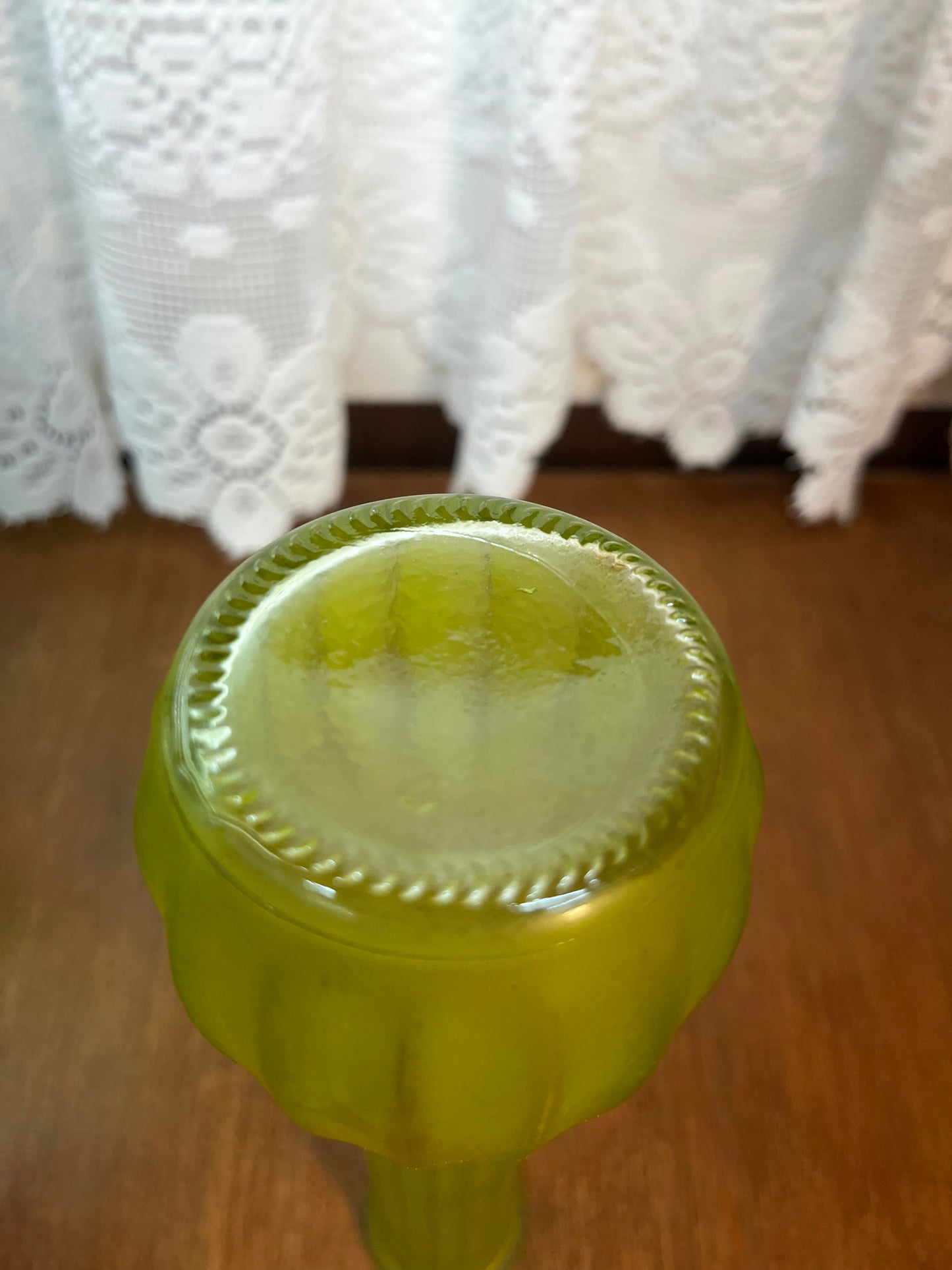 Matte Green Glass Ribbed Bud Vase