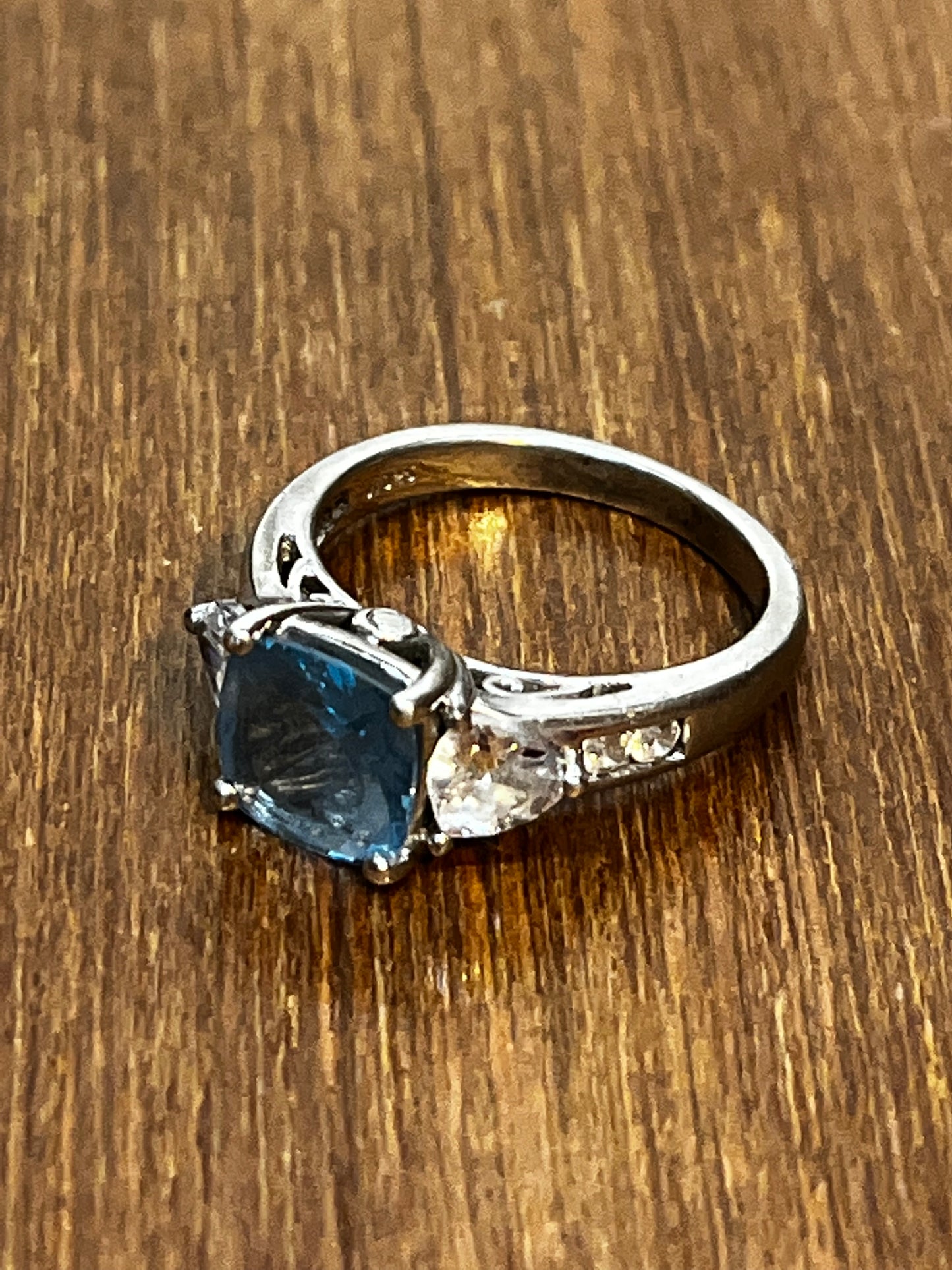 Sterling Blue Topaz Cubic Zirconia Ring