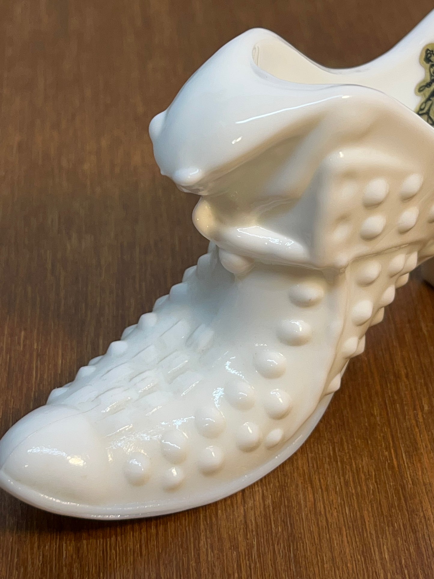 Vintage Milk Glass Hobnail Fenton Art Glass Shoe
