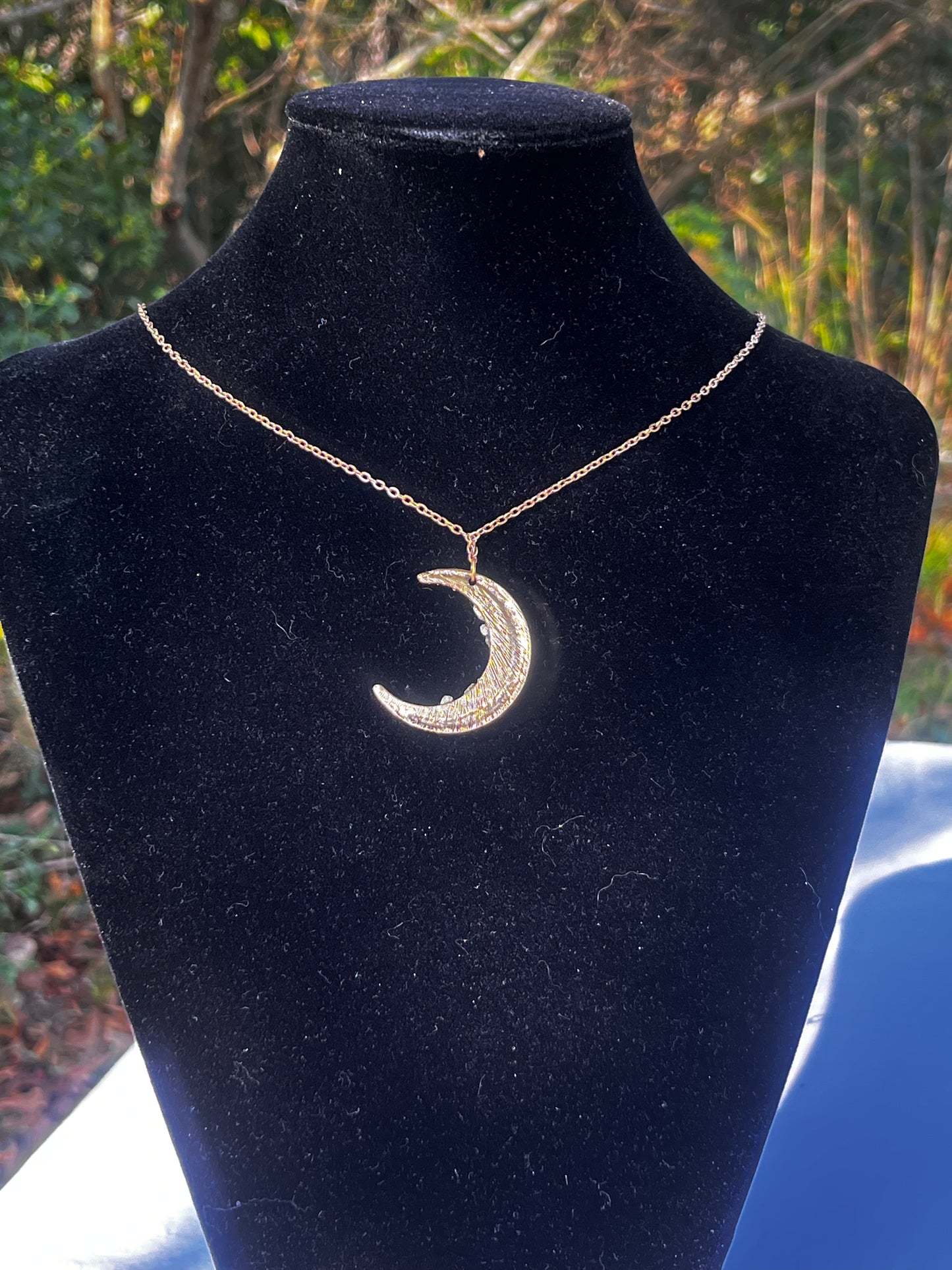 Crescent Moon Stone Necklace