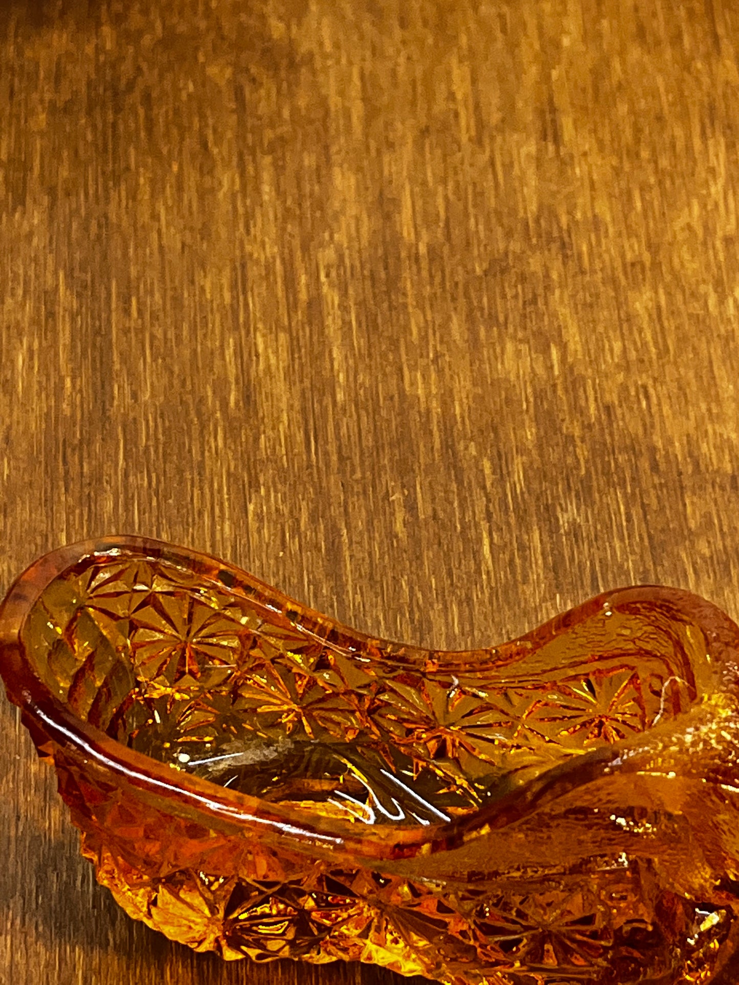 Vintage Amber Cat Face Art Glass Shoe