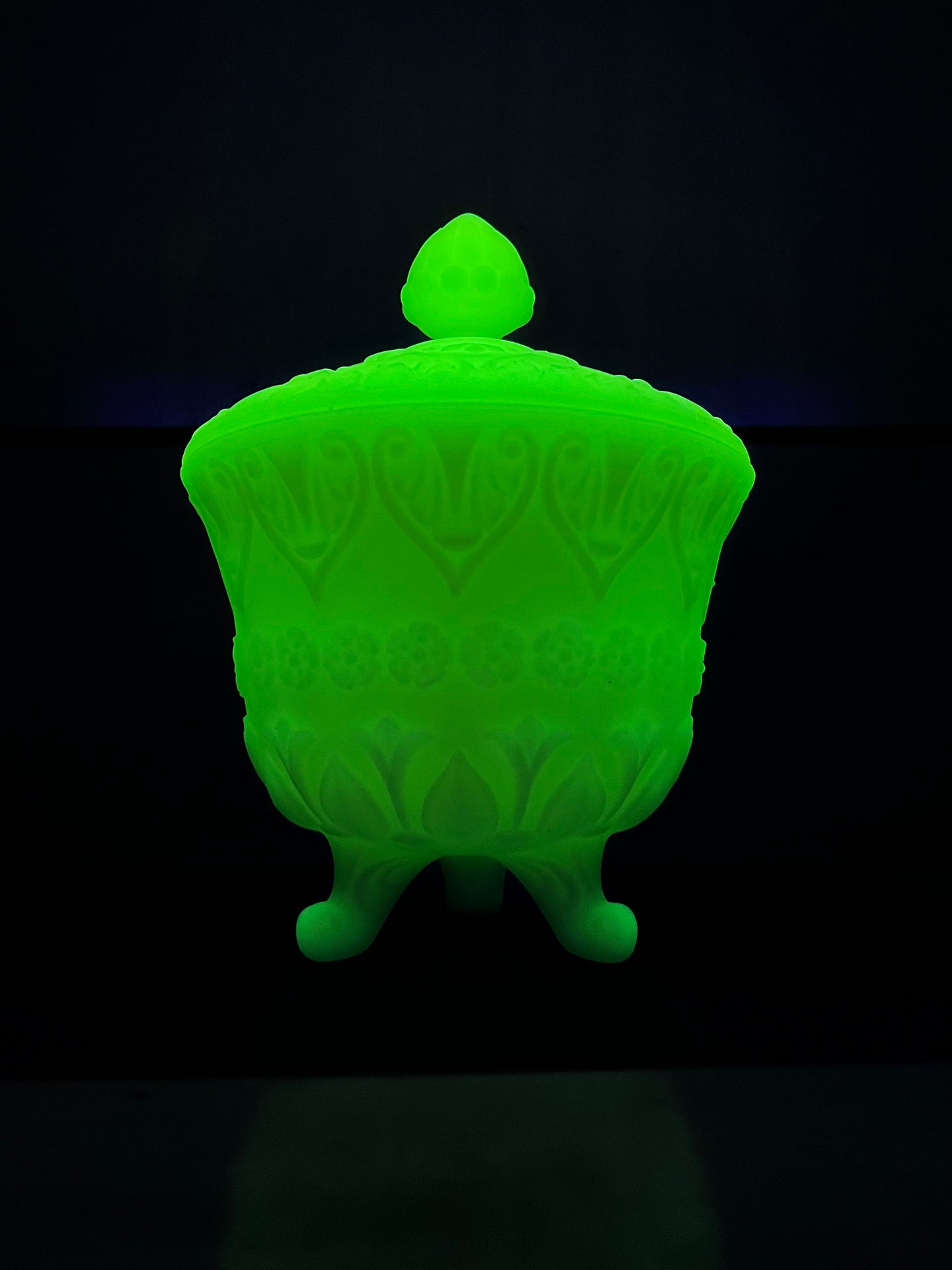 Vintage Fenton Satin Uranium Footed Compote Candy Bowl