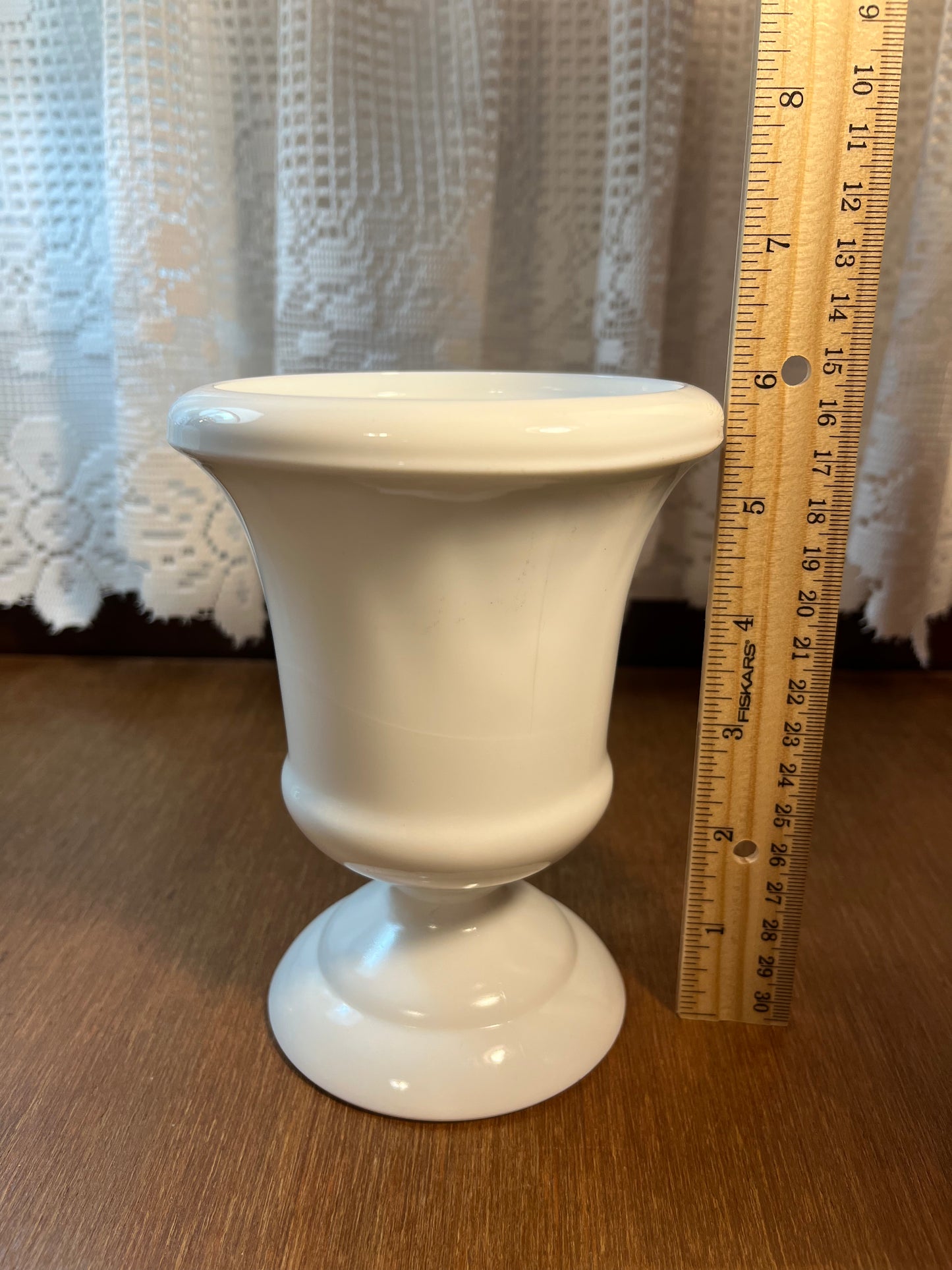 Vintage White Milk Glass Urn Style Footed Vase