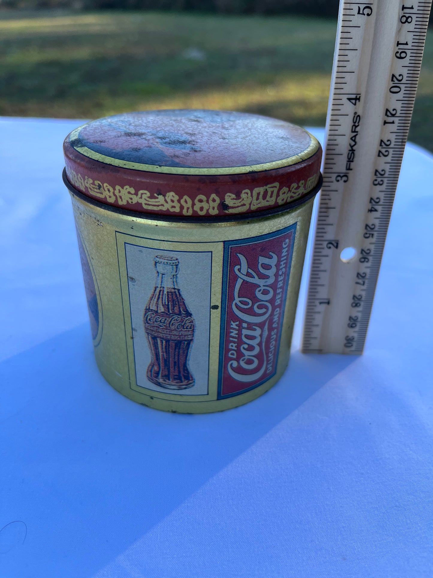 Vintage Coca Cola Tin With Bell Pin