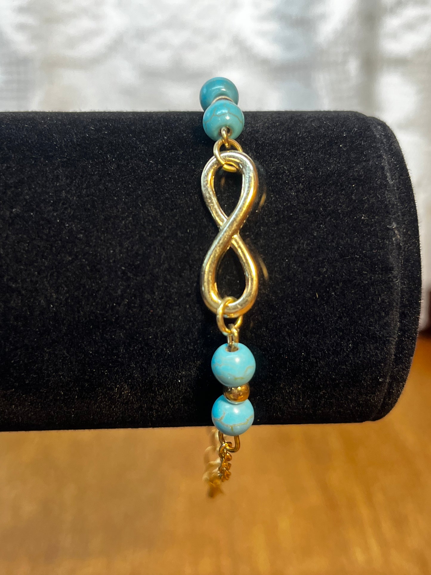 Infinity Turquoise Color Beaded Adjustable Bracelet