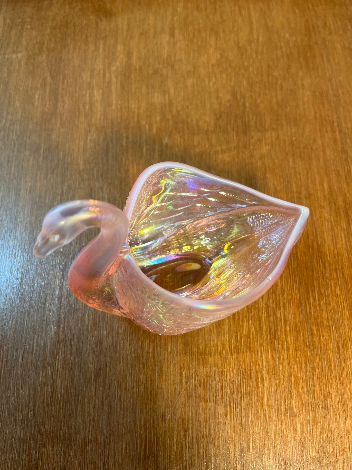 Vintage Pink Carnival Glass Fenton Swan