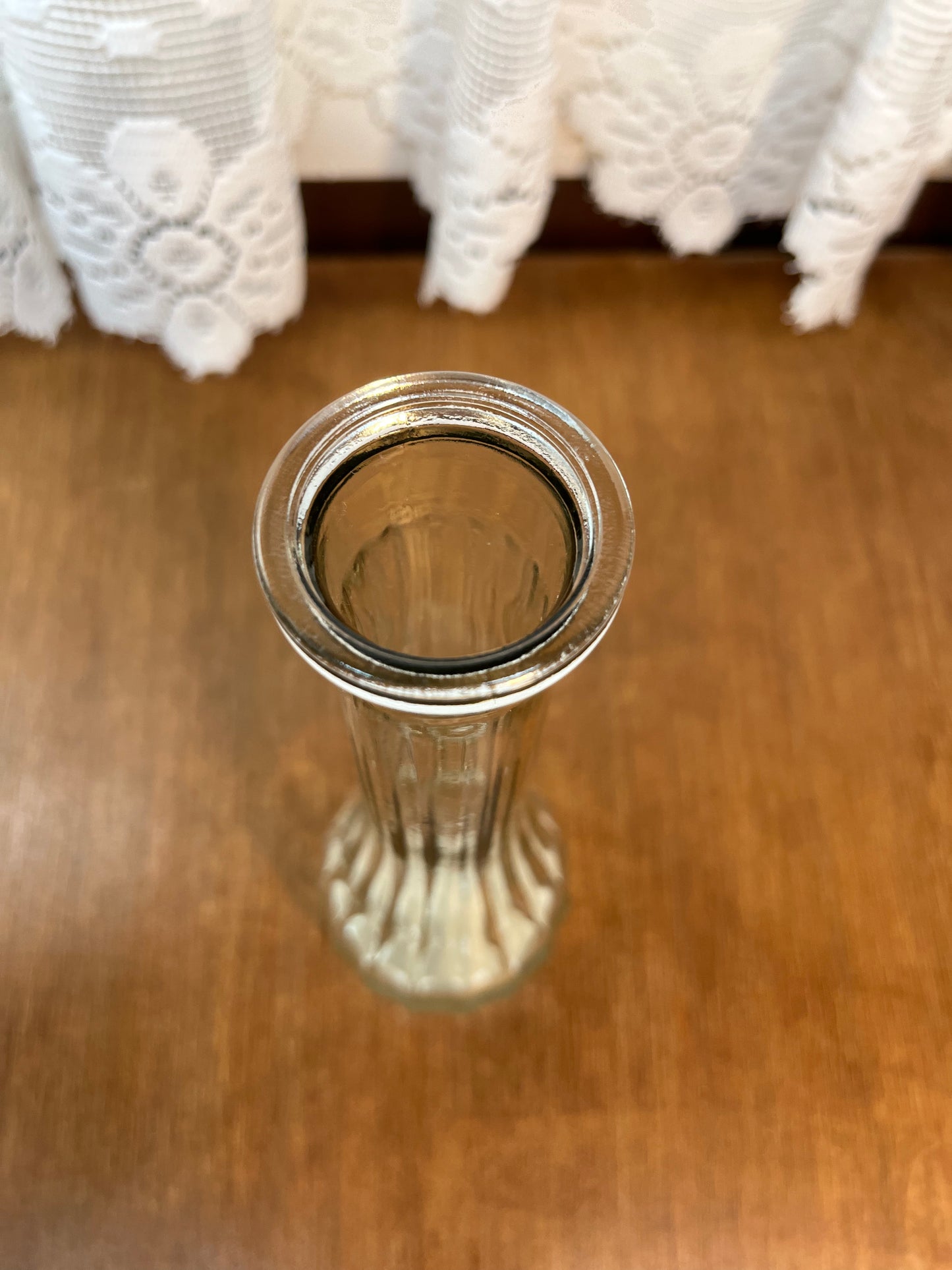 Clear Glass Ribbed Bud Vase
