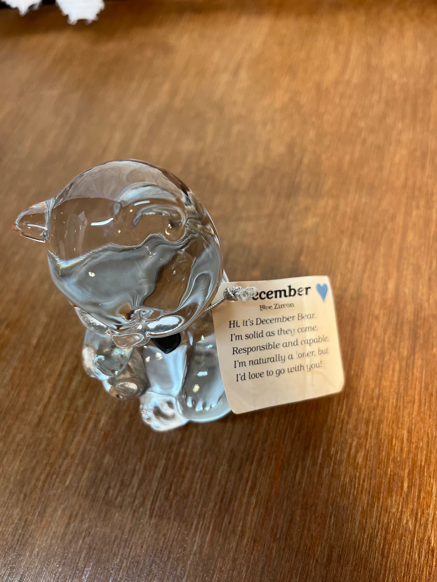 Art Glass Fenton December Birthstone Bear With Tag