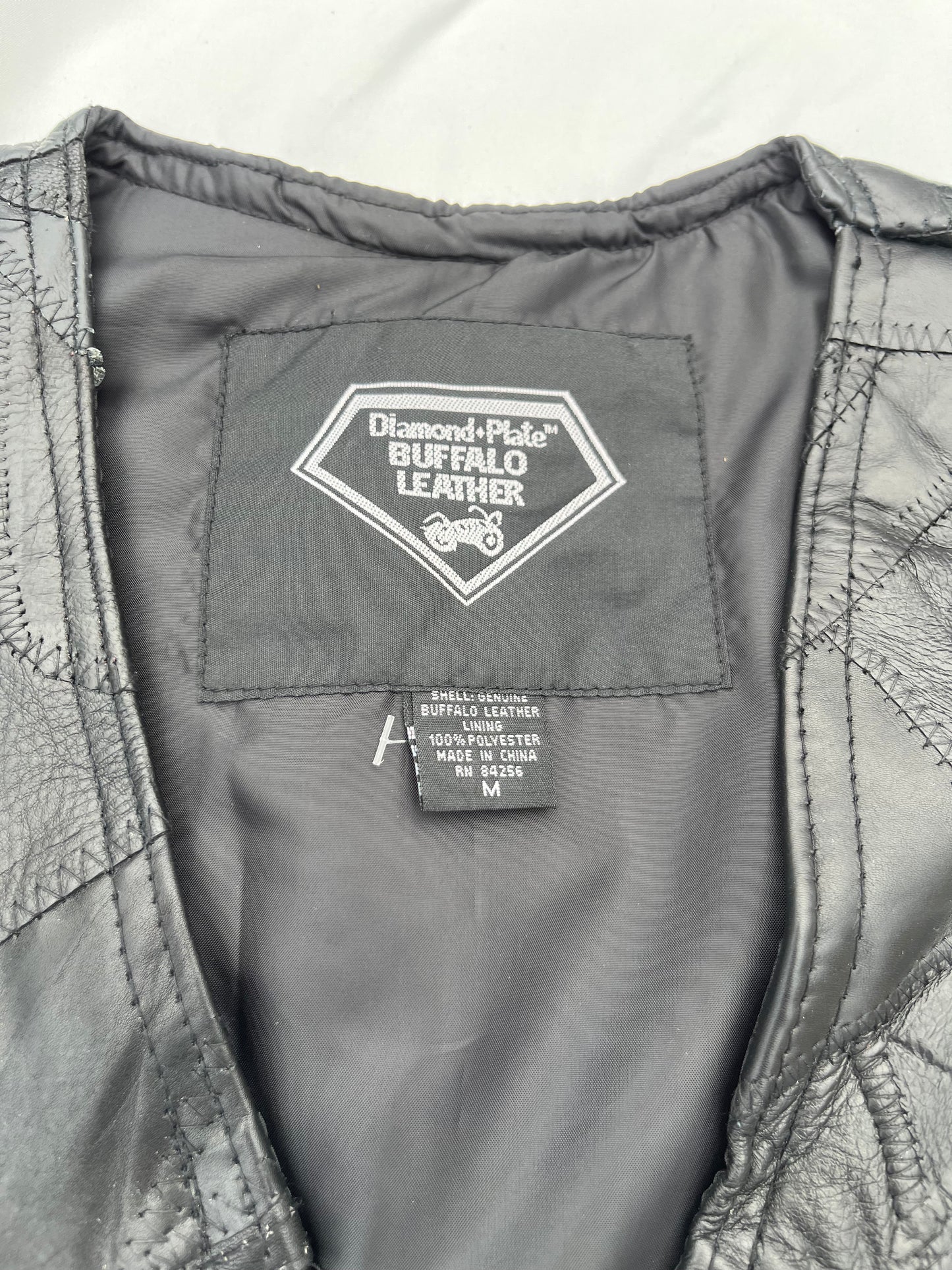 Diamond Plate Buffalo Leather Vest M