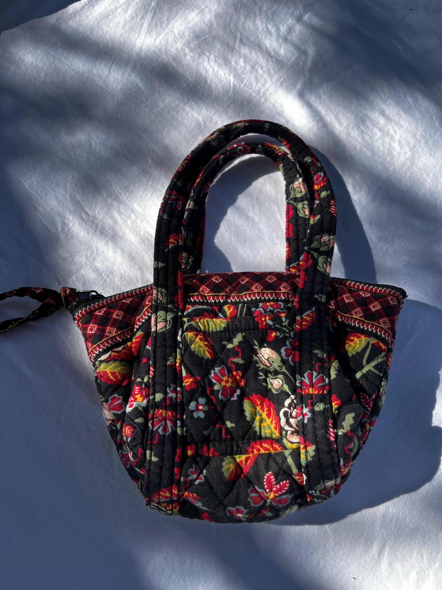 Small Quilted Black Floral Anastasia Vera Bradley Purse