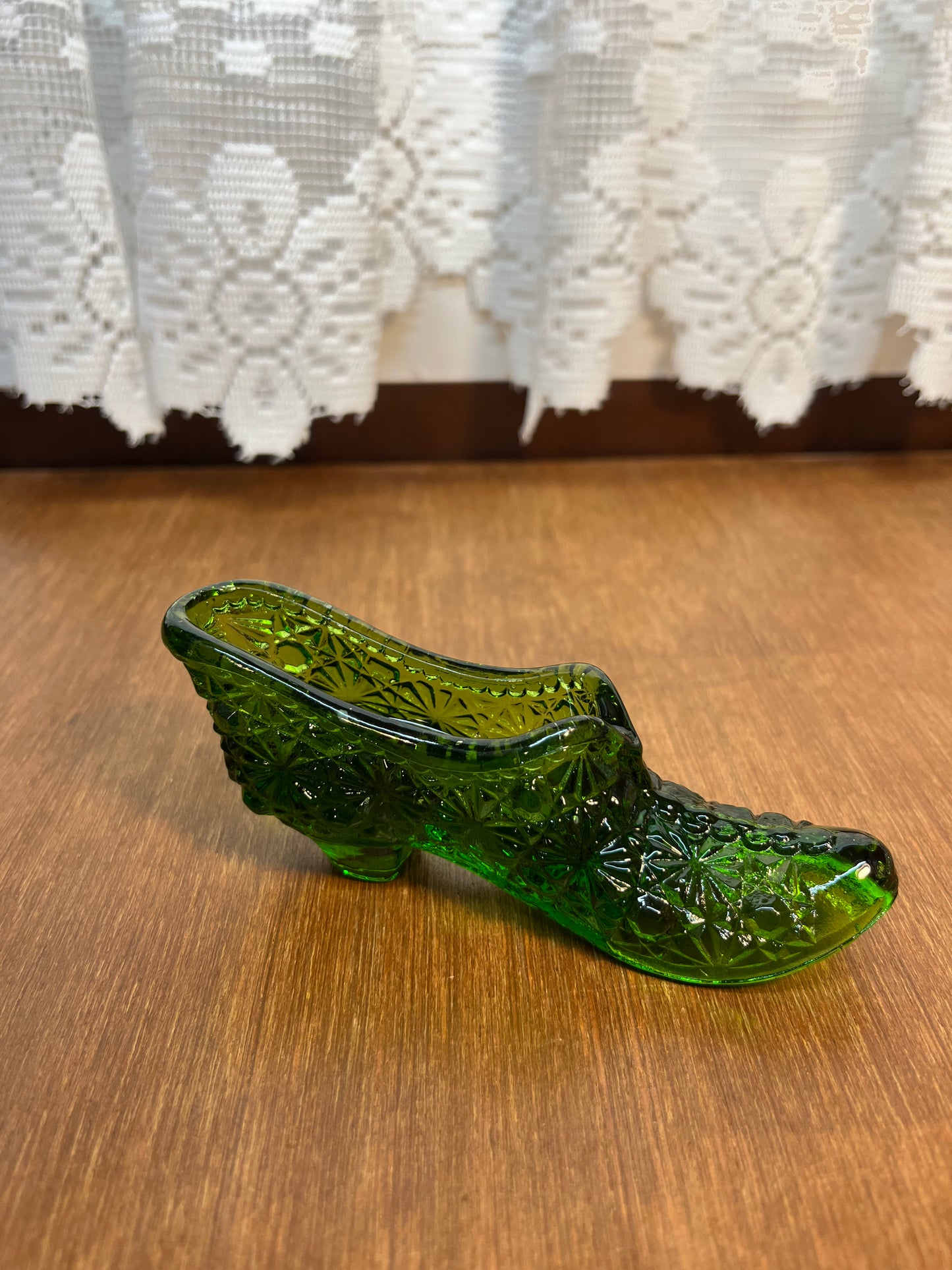 Vintage Art Glass Emerald Green Shoe