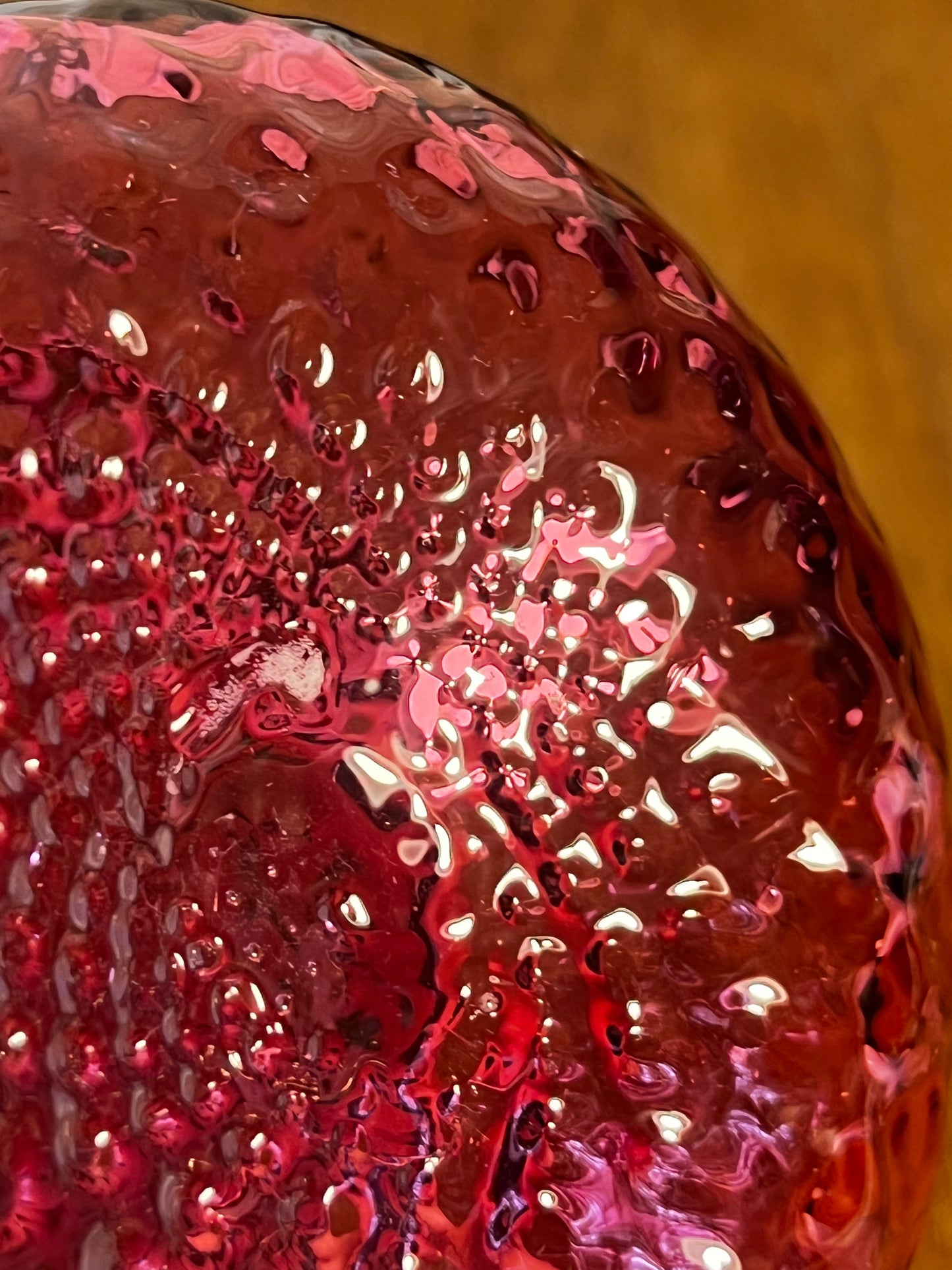 Vintage Cranberry Ruffle Top Textured Vase
